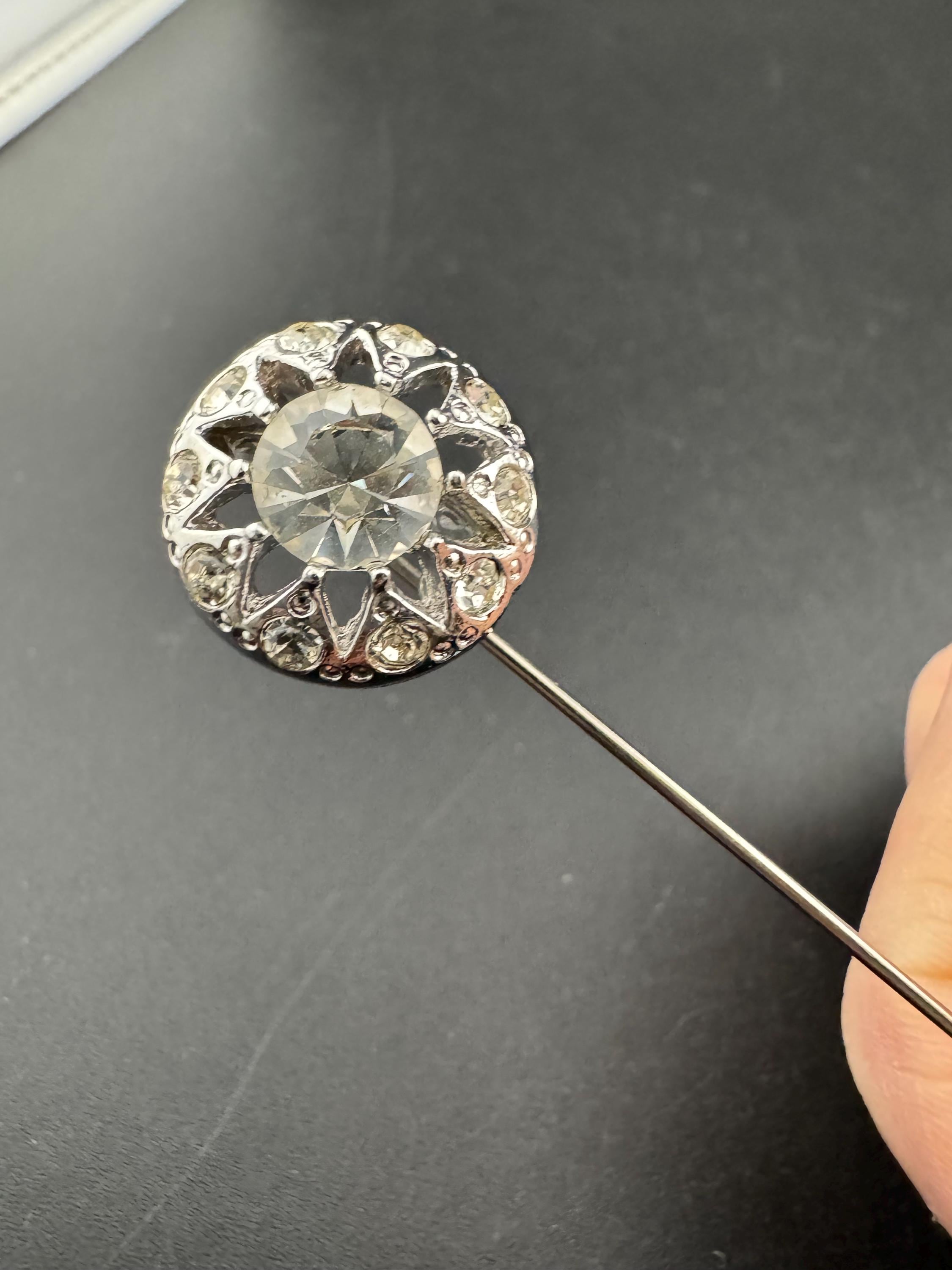 Ladies clear Swarovski crystal stick pin , silver tone