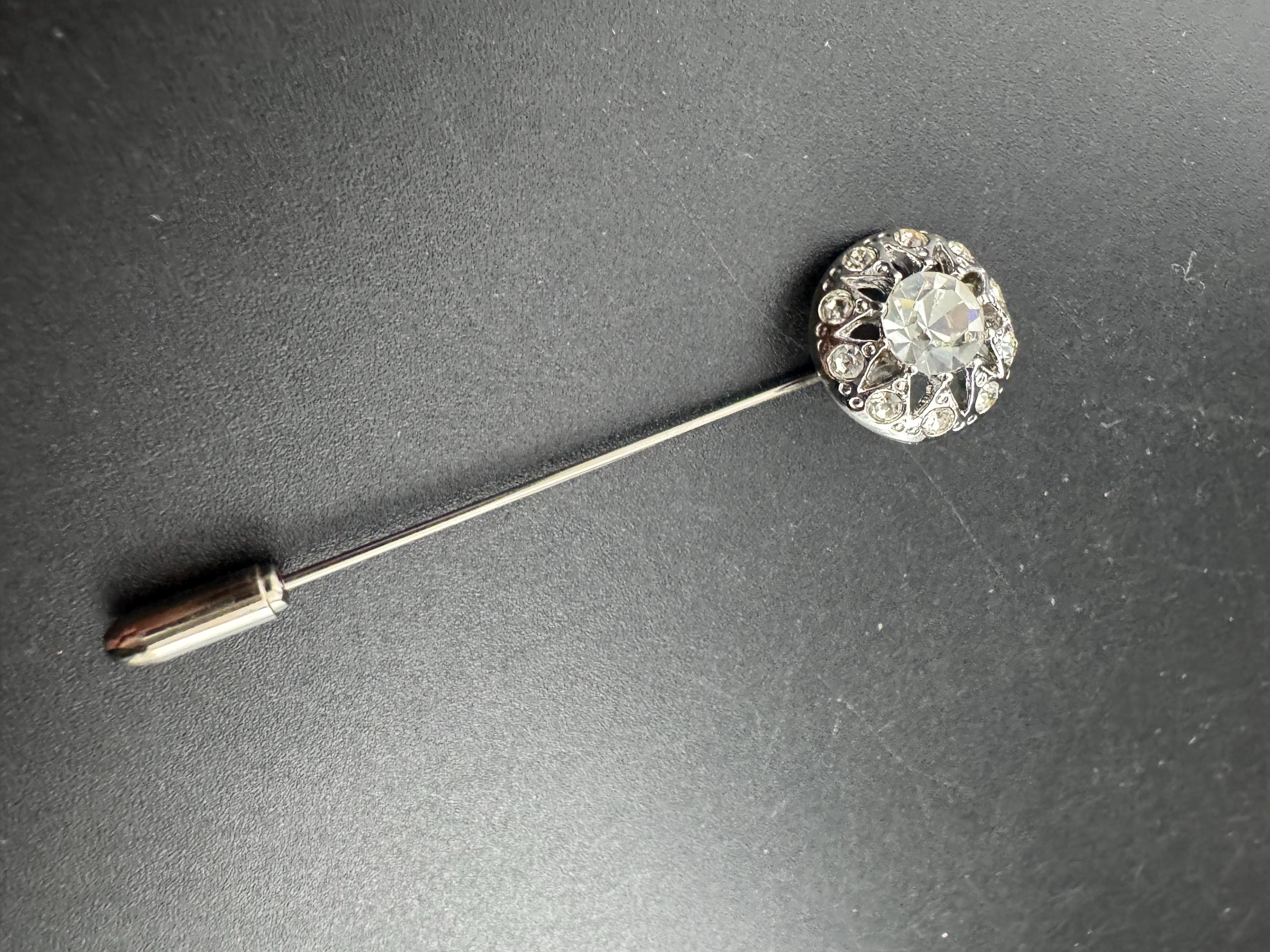 Ladies clear Swarovski crystal stick pin , silver tone