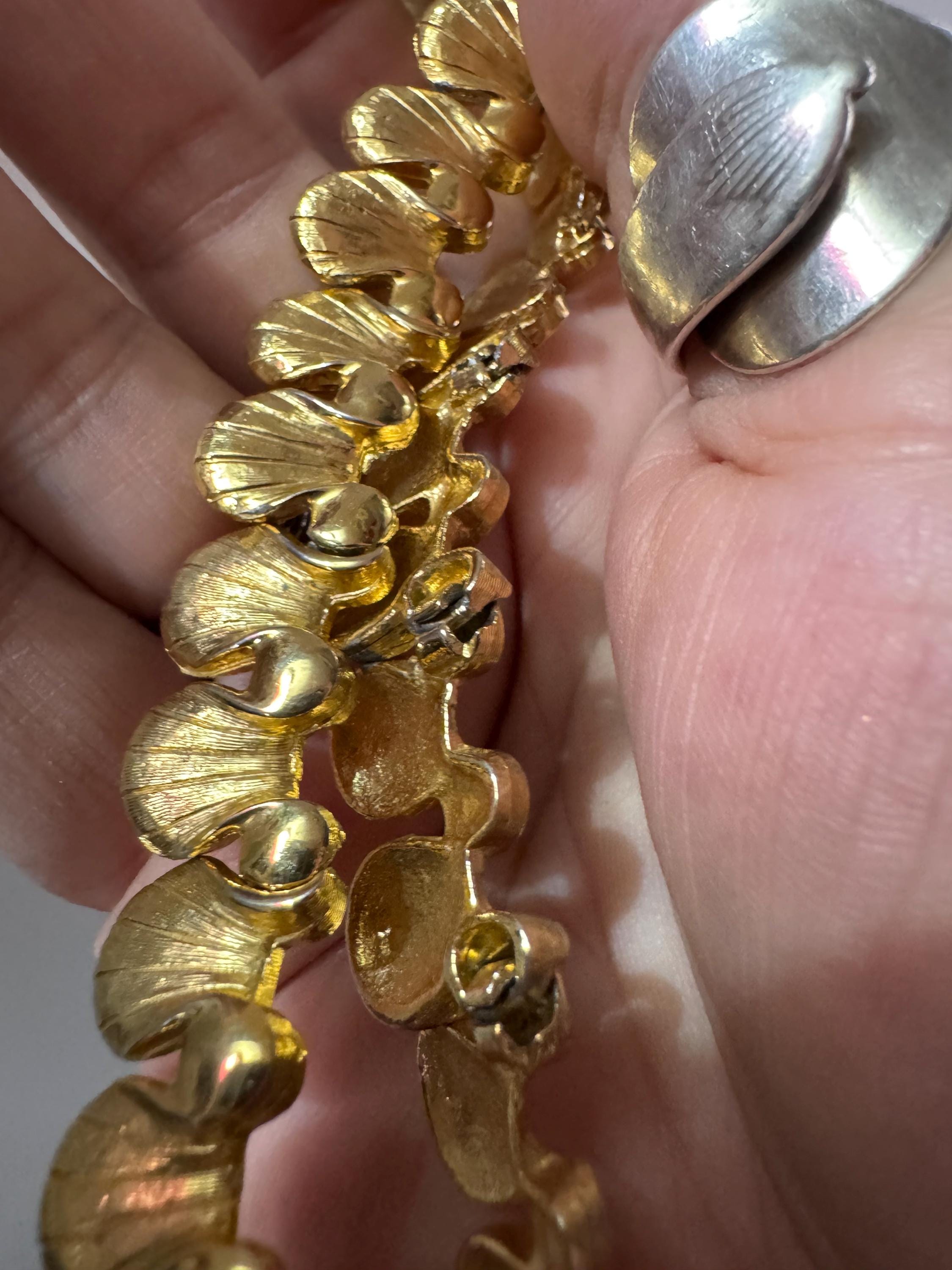 Signed D'Orlan gold tone choker necklace , statement jewellery 80s