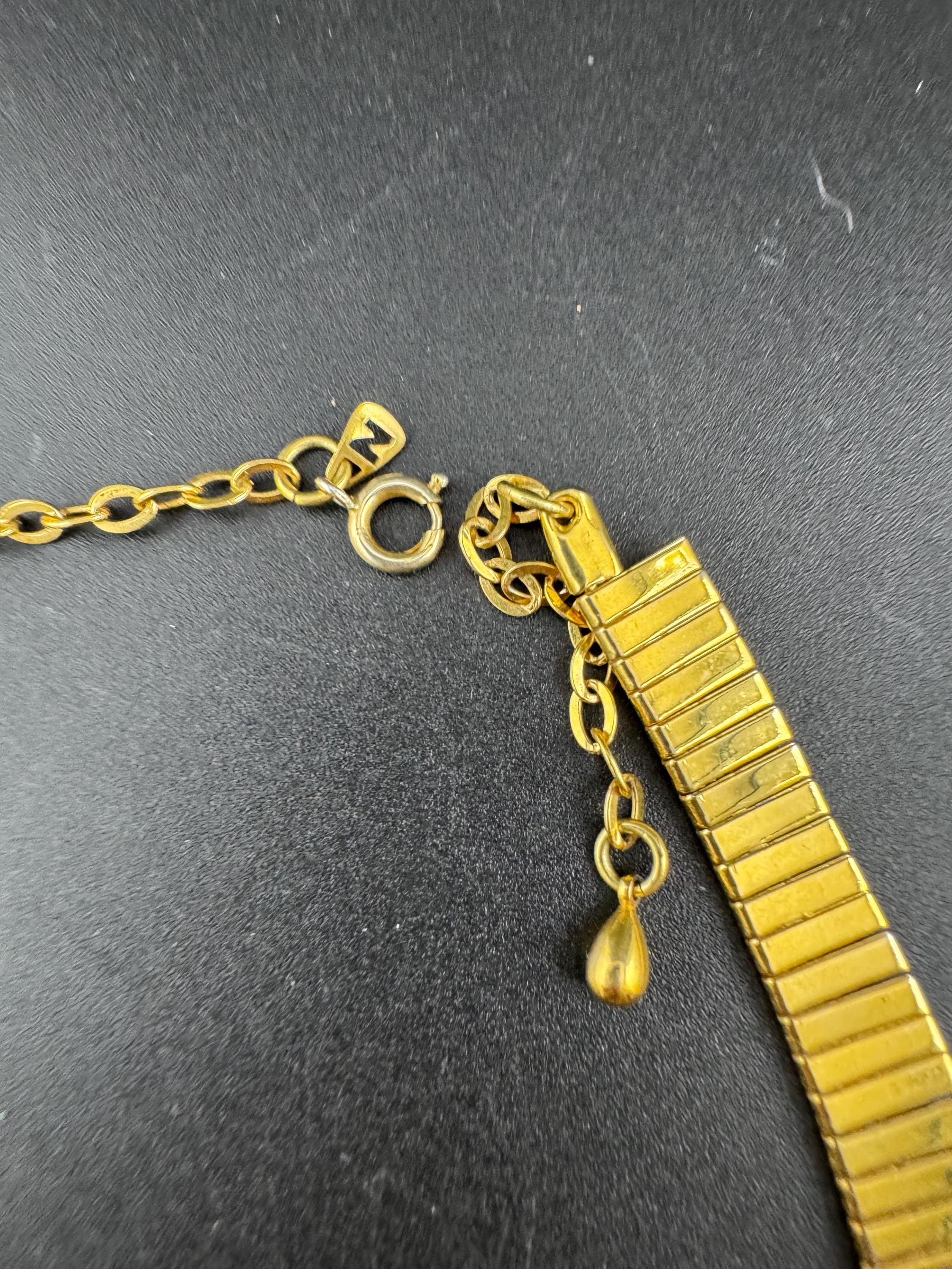 Vintage Egyptian revival gold tone wide choker necklace