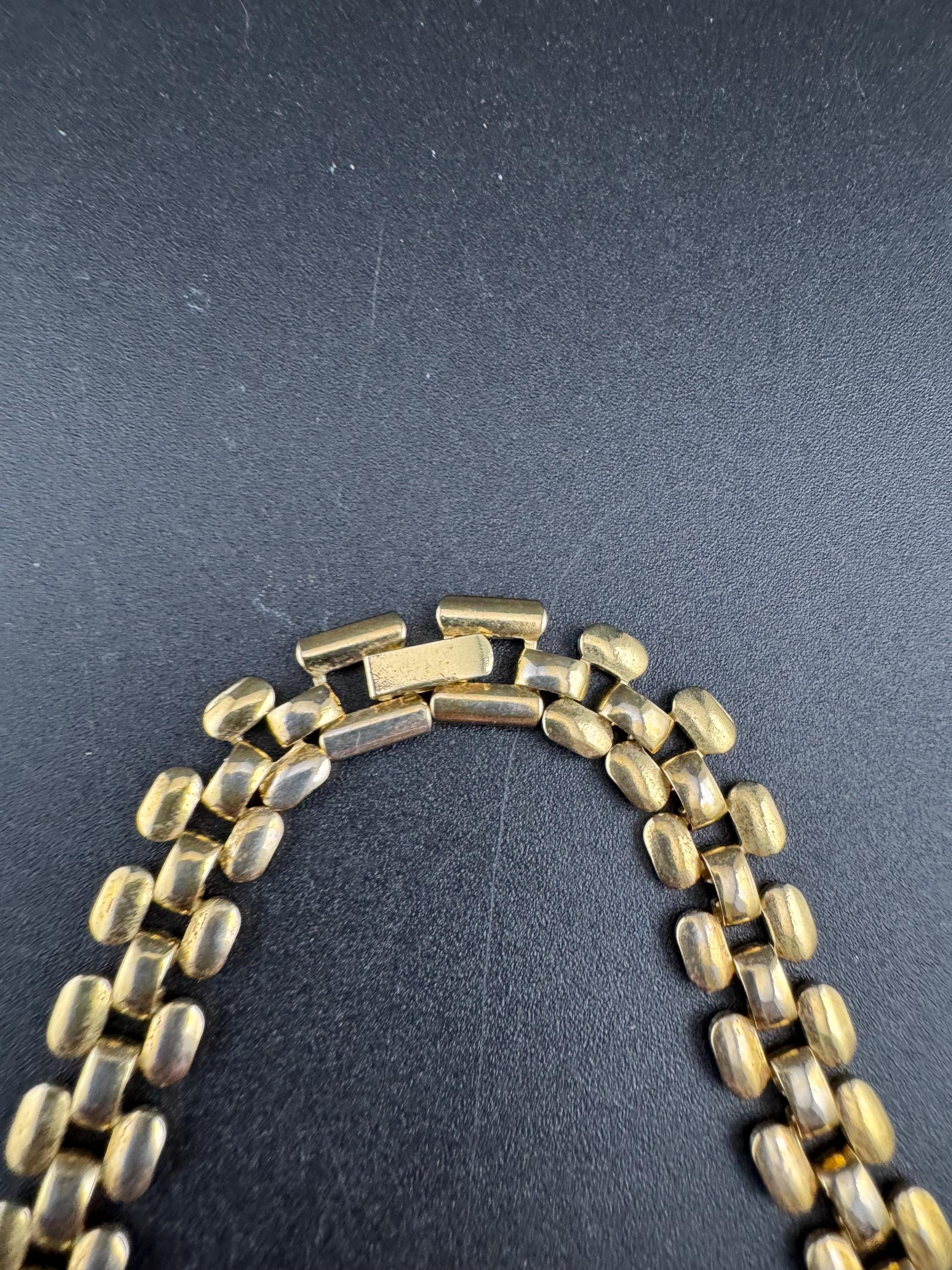 Retro 1980s slim panther link gold tone choker necklace