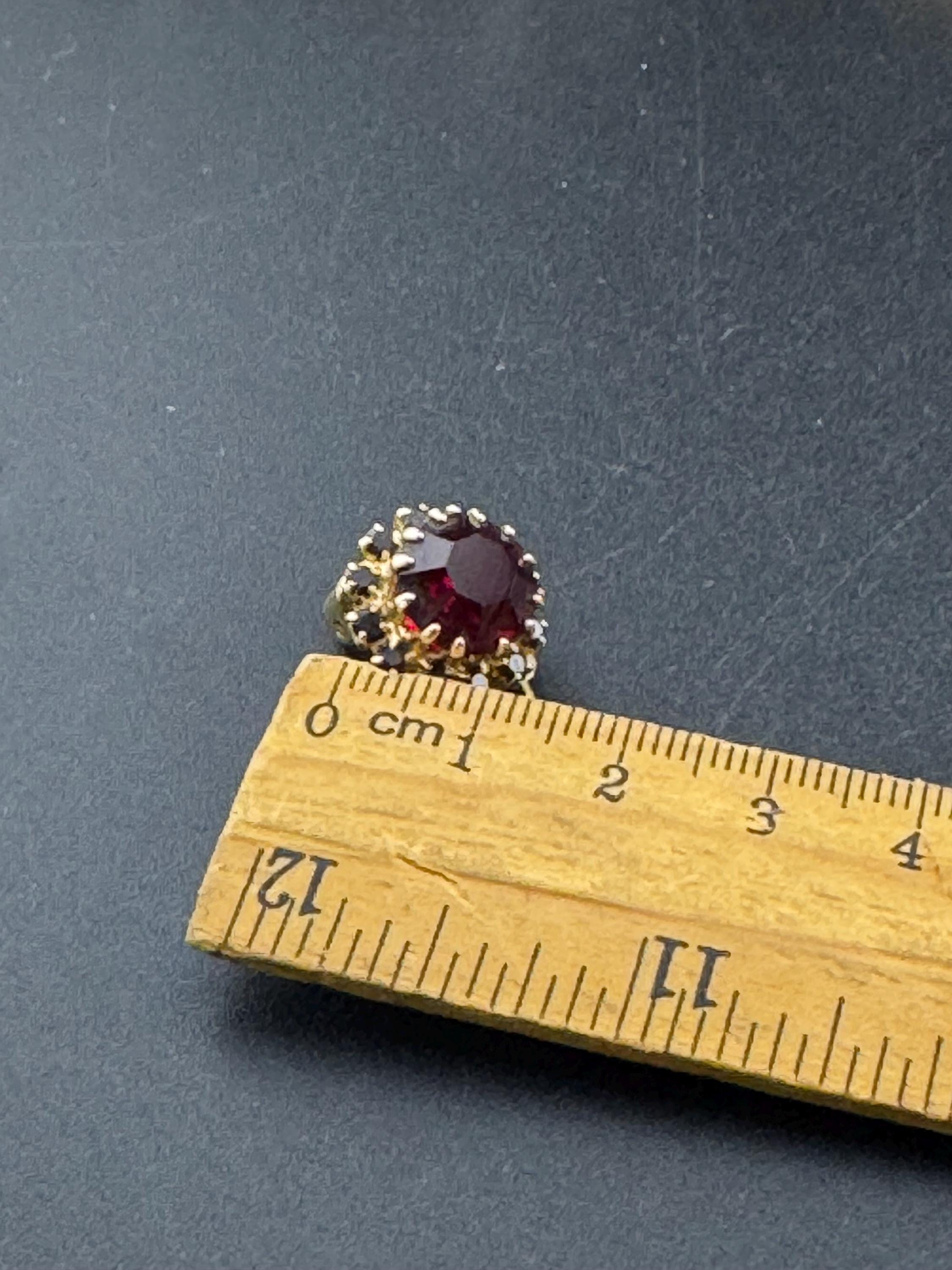 Vintage ruby diamanté glass clip on earrings, rhinestone dainty studs