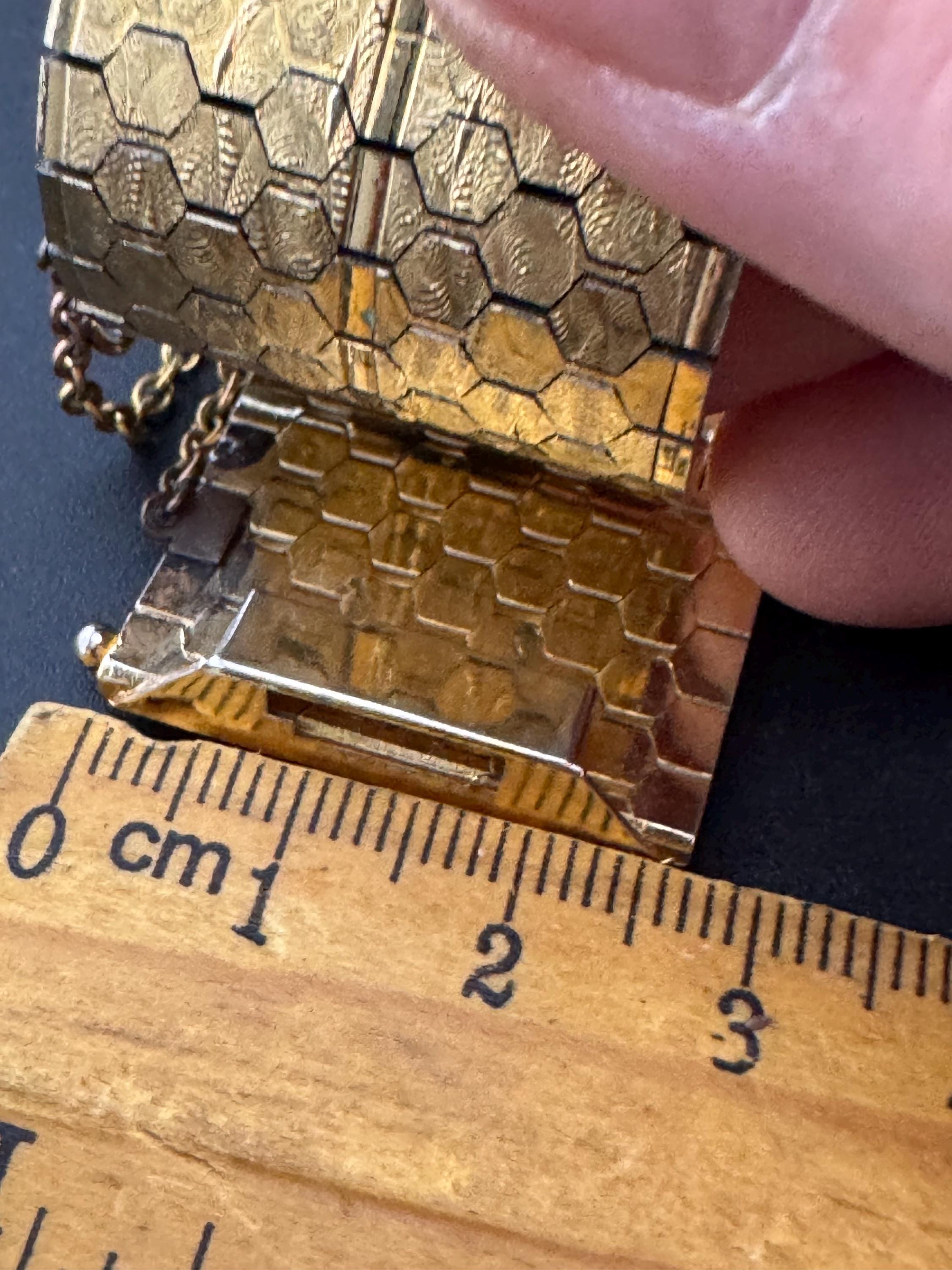 1970s articulated 0750 18k gold plated wide bracelet