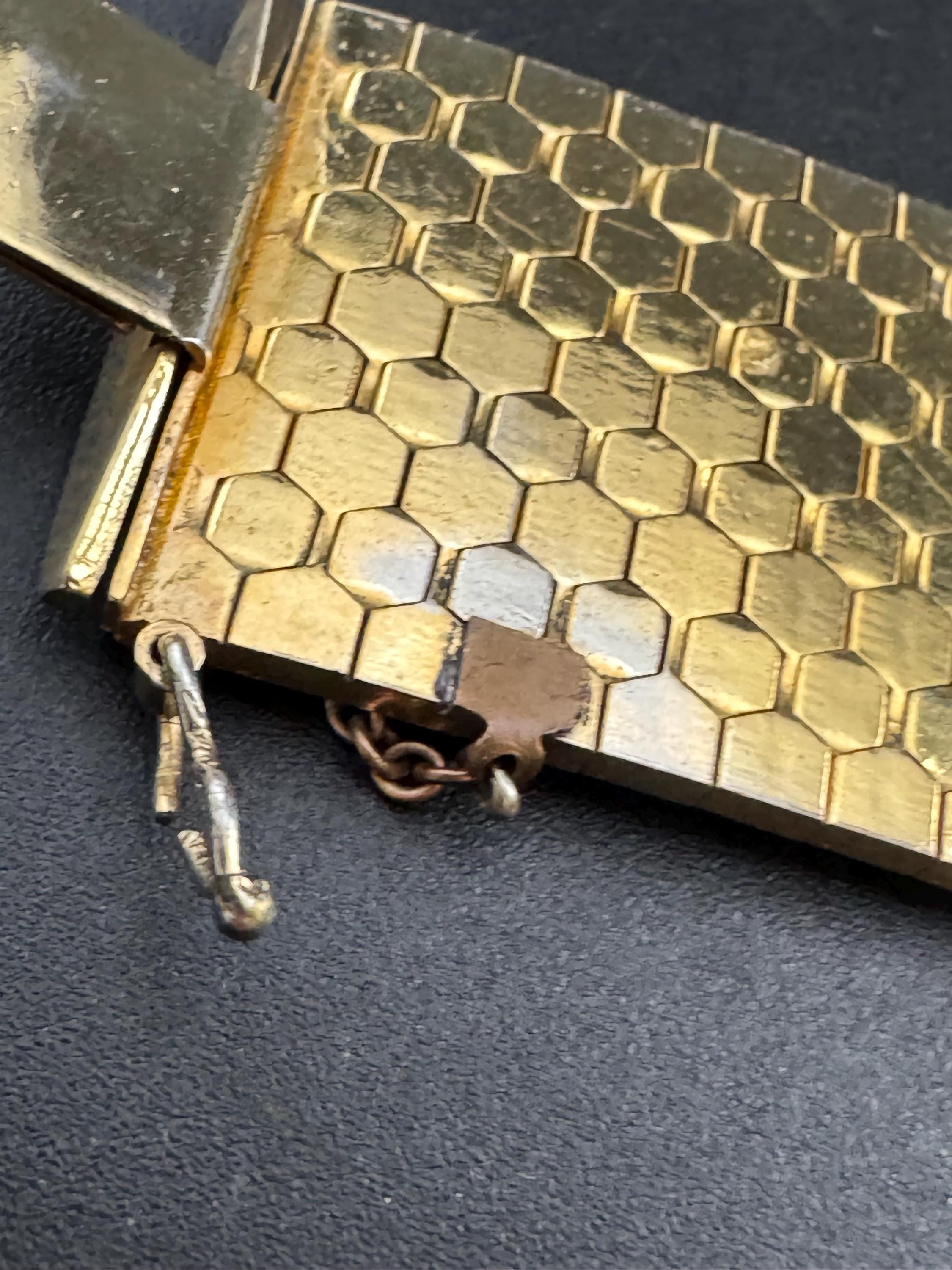 1970s articulated 0750 18k gold plated wide bracelet