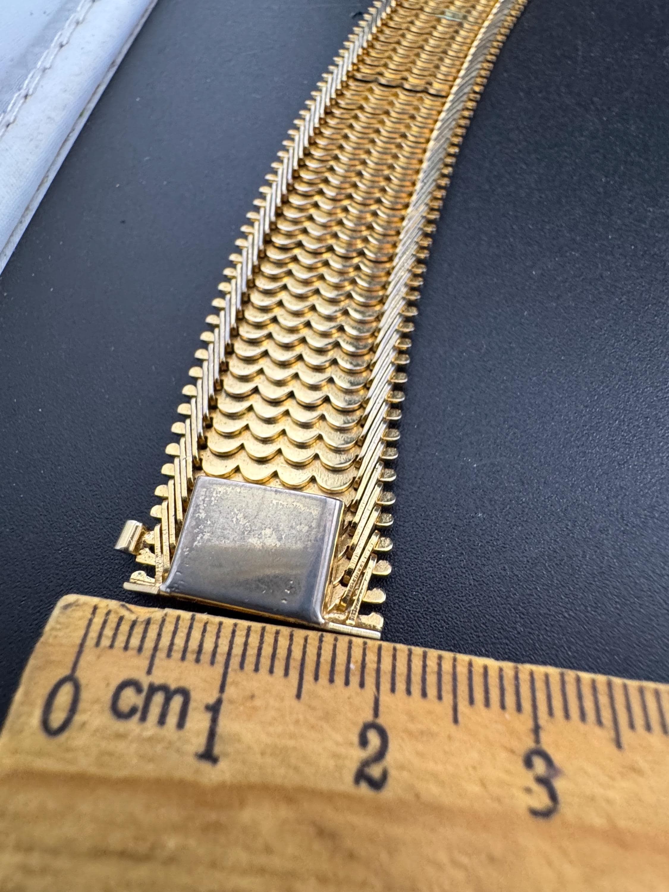 articulated gold plated cuff wide bracelet, unsigned