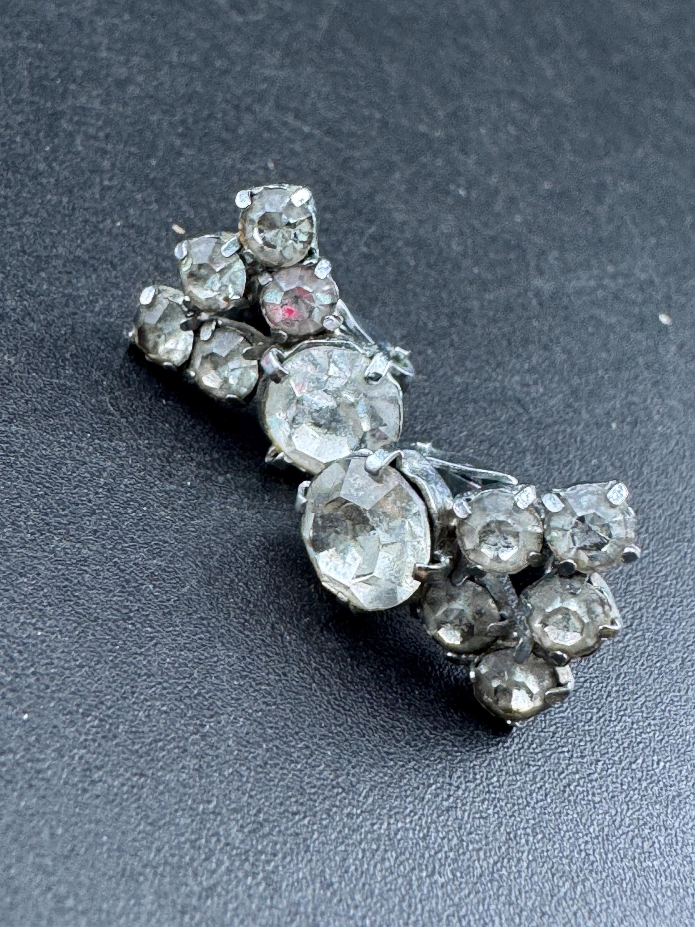 Small vintage clear Diamanté Rhinestone Clip On Earrings, mid century studs