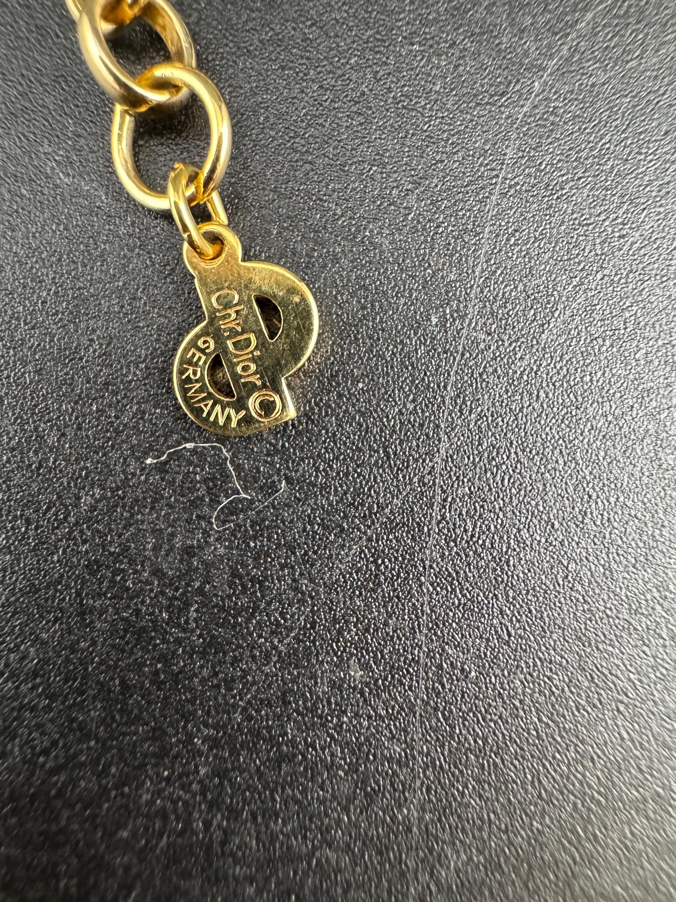 Christian Dior Germany black enamel crystal collar necklace, signed gold plated