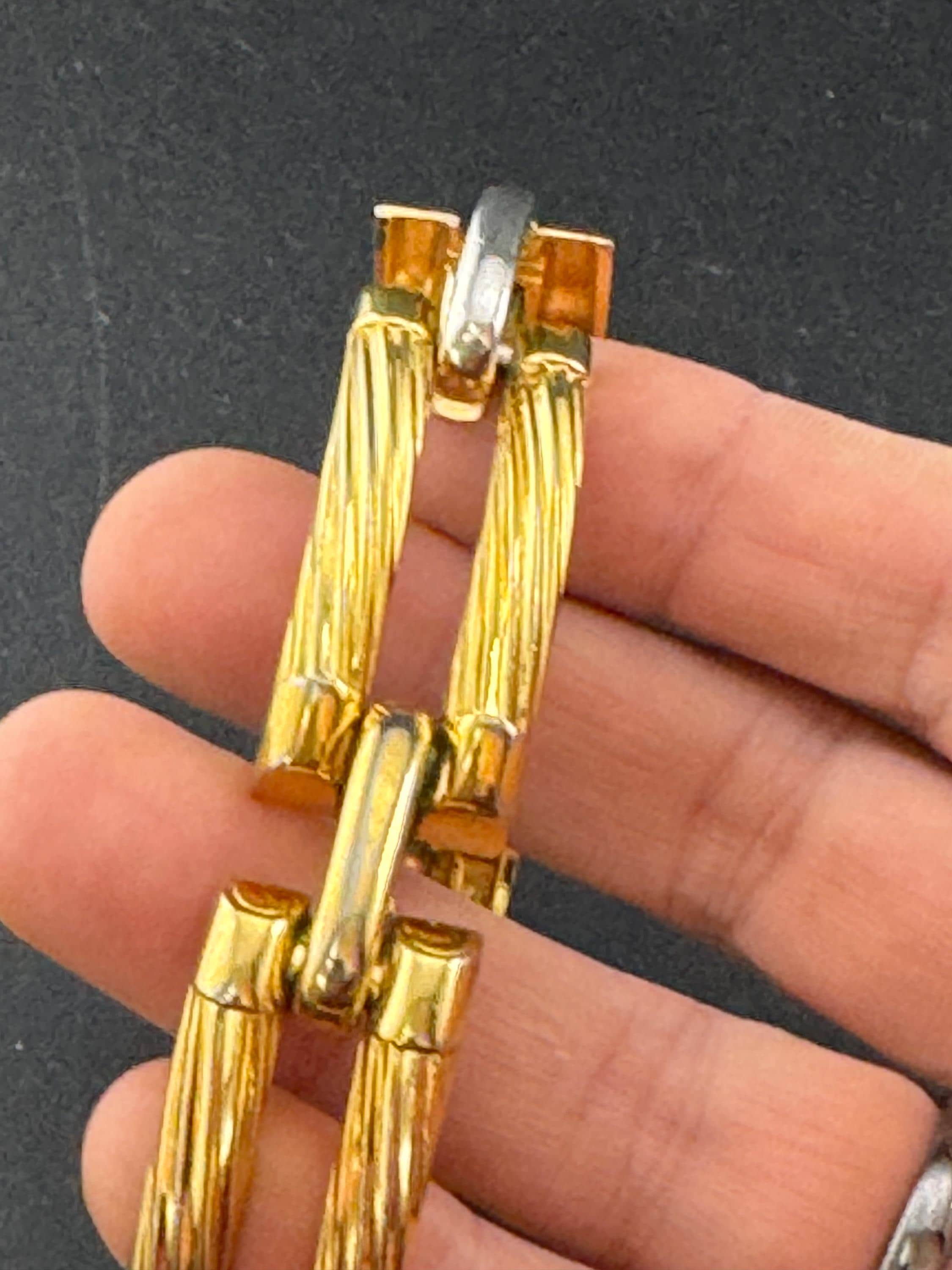 1970 Henkel & Grosse wide Gold Plated Cuff Bracelet, signed