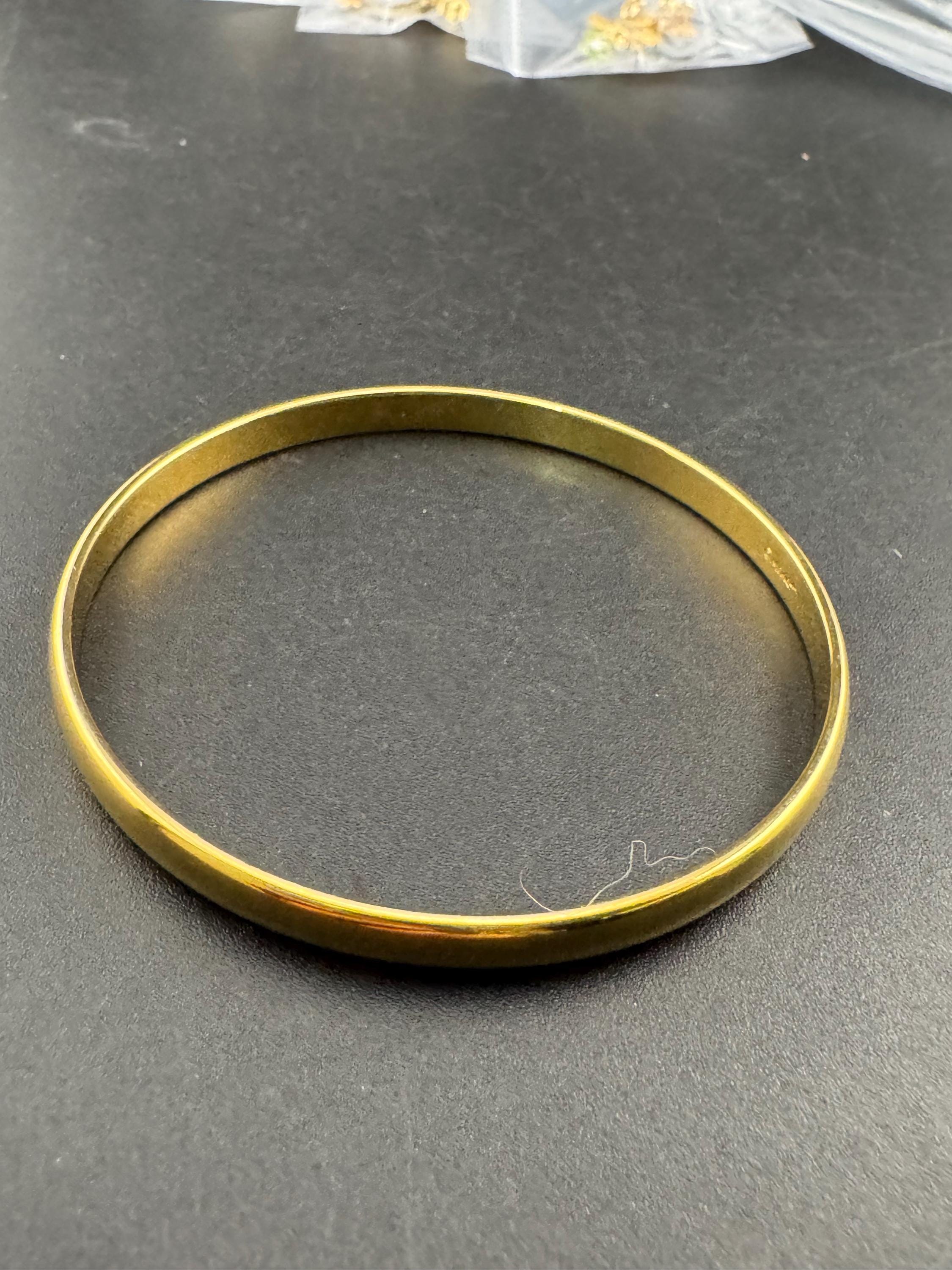 Vintage MONET gold bangle, signed slim bracelet 8mm fixed