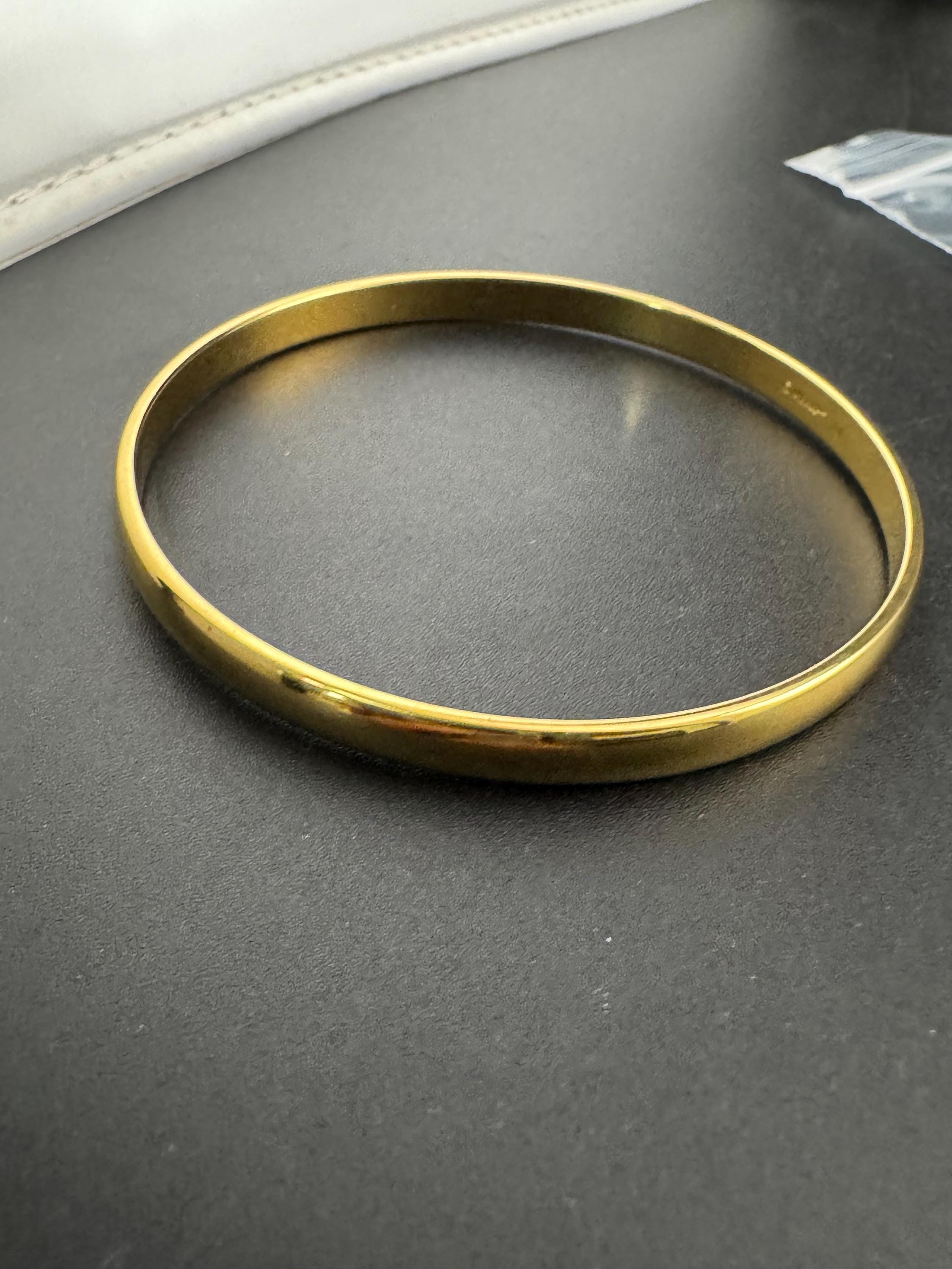 Vintage MONET gold bangle, signed slim bracelet 8mm fixed