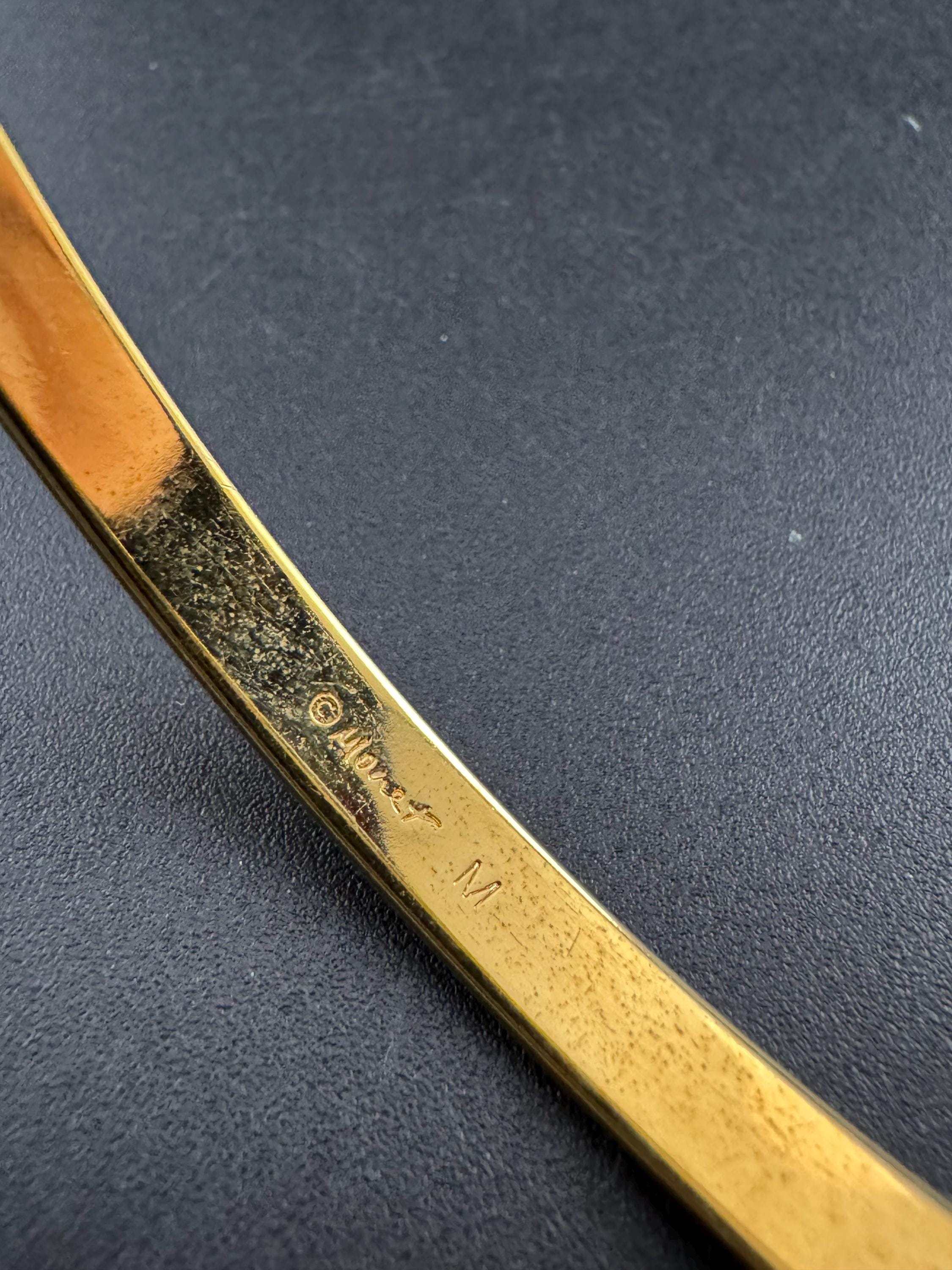 Vintage MONET gold bangle, signed slim bracelet 8mm fixed