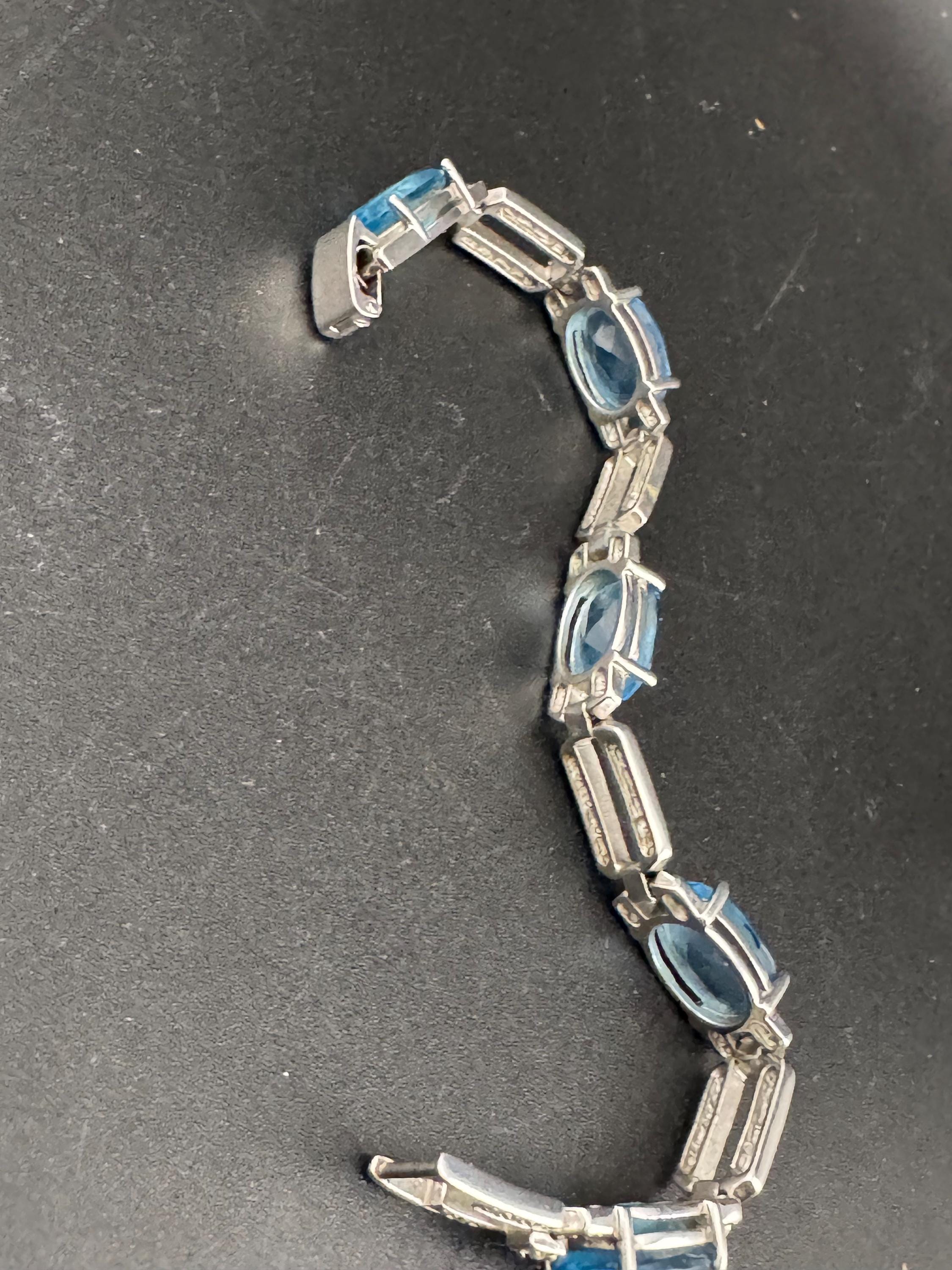 Signed JBK silver plated sapphire diamanté art deco cocktail bracelet, Jaqueline Kennedy