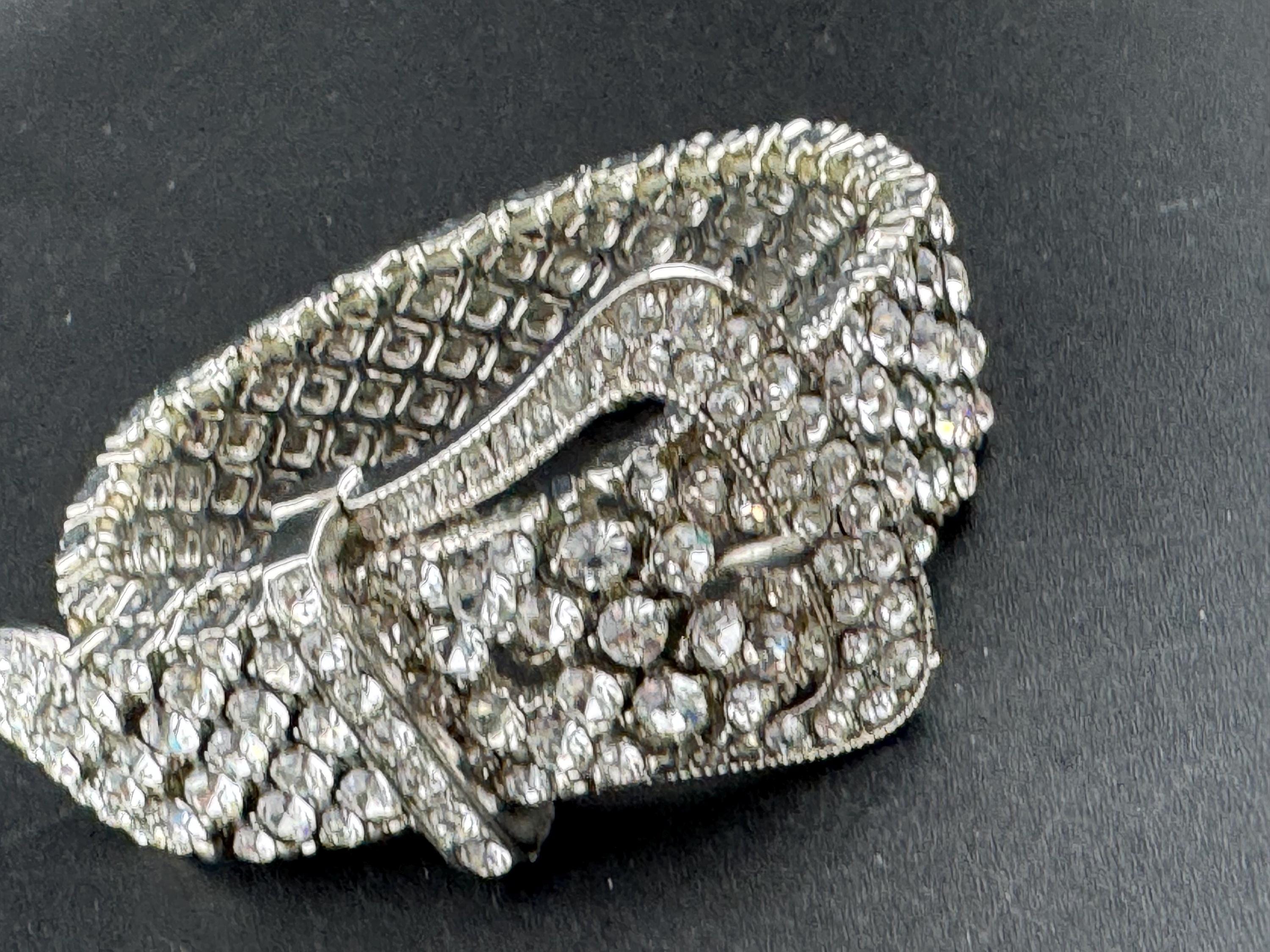 Vintage clear diamanté belt buckle bracelet, adjustable 1980s 1990s