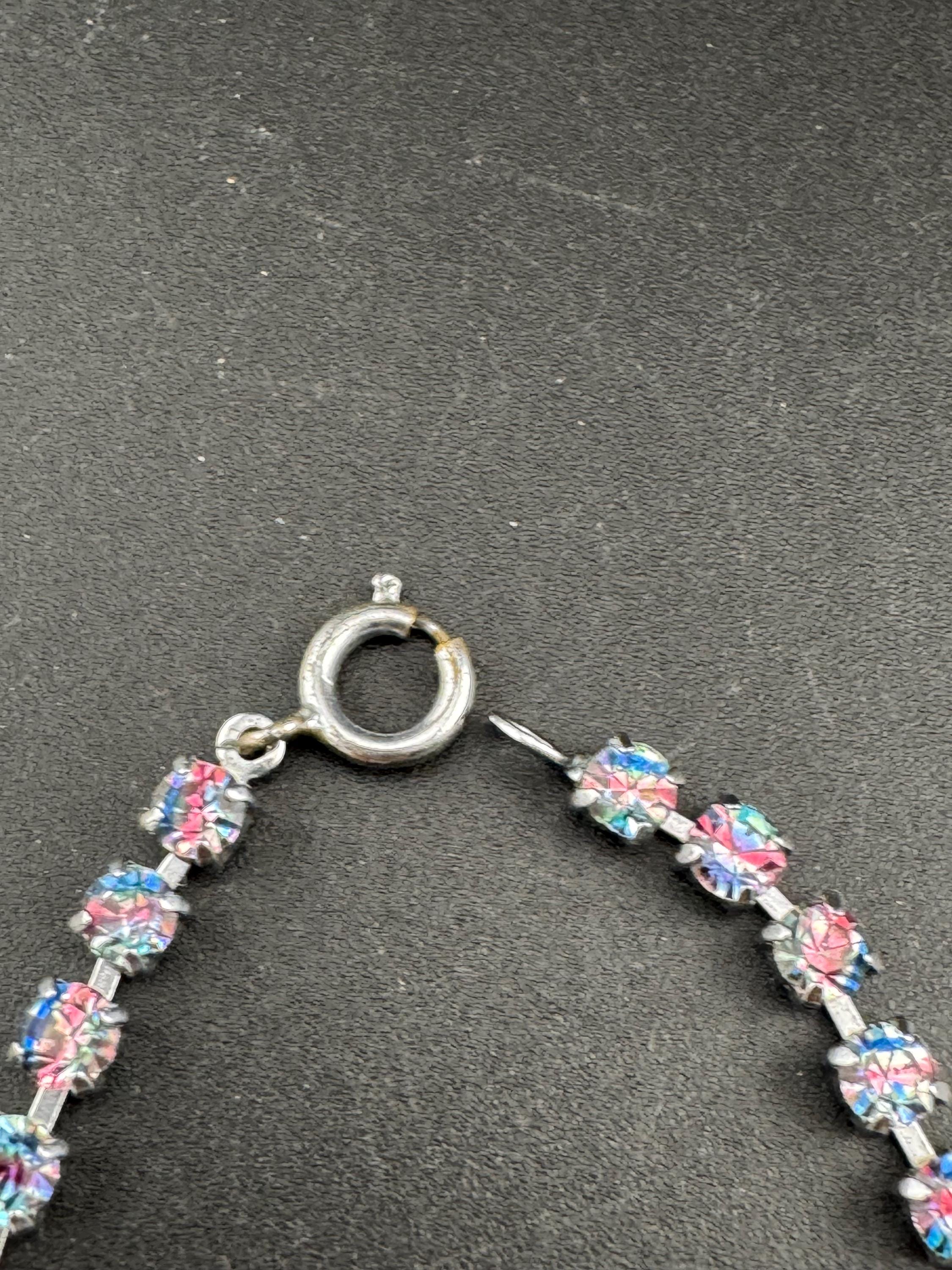 Vintage iris glass slim diamanté cocktail bracelet, 3 row