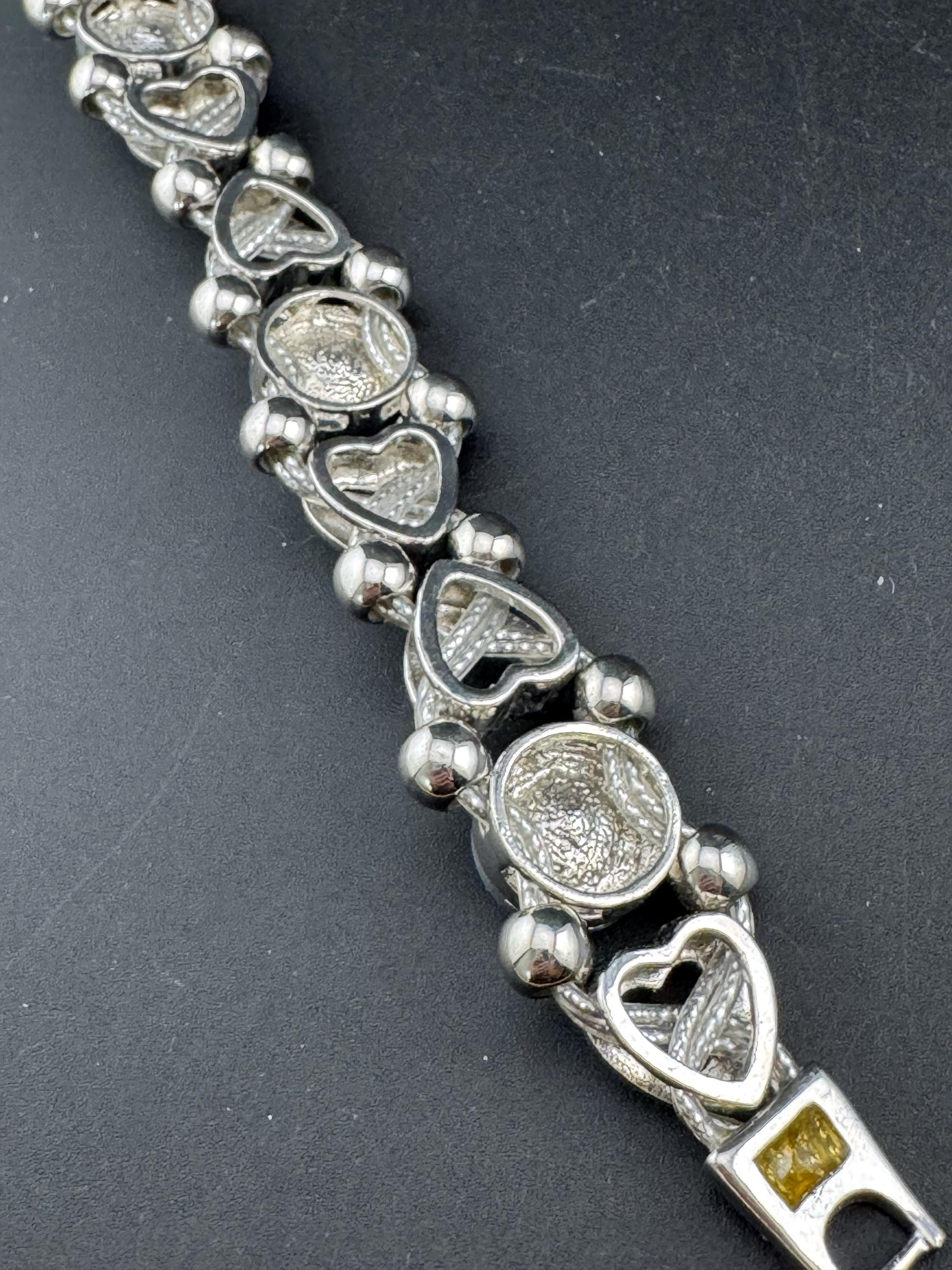 Retro chunky 2.5cm wide silver clear Rivoli crystal cocktail tennis bracelet
