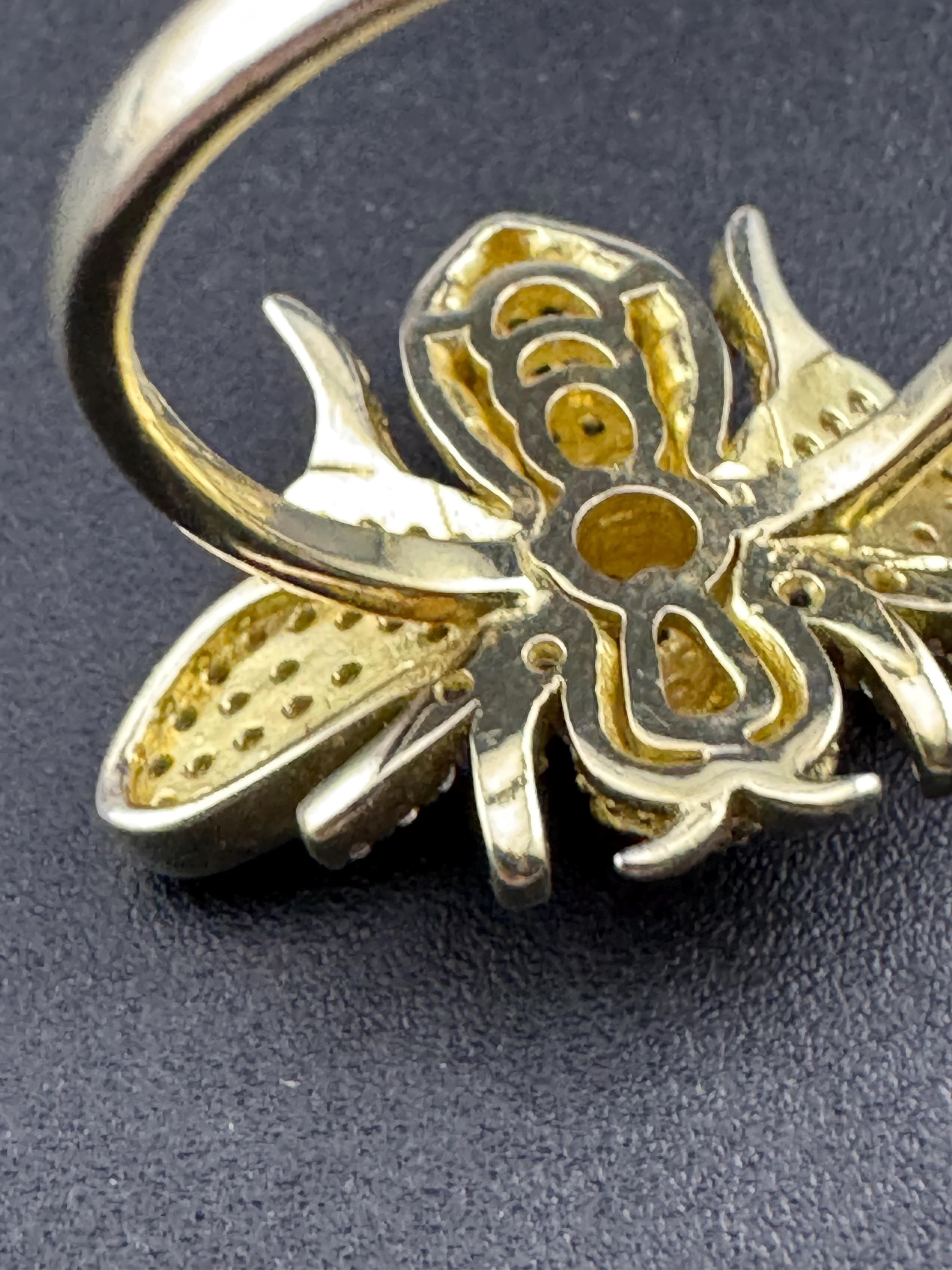 CZ Bee Ring, Gold Plated Sterling Silver, UK Size O