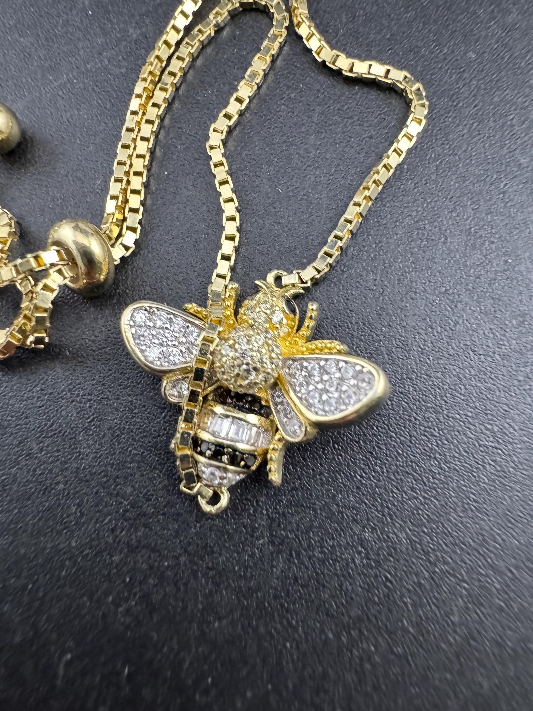 925 CZ bee bracelet , gold over sterling silver by cote d argent