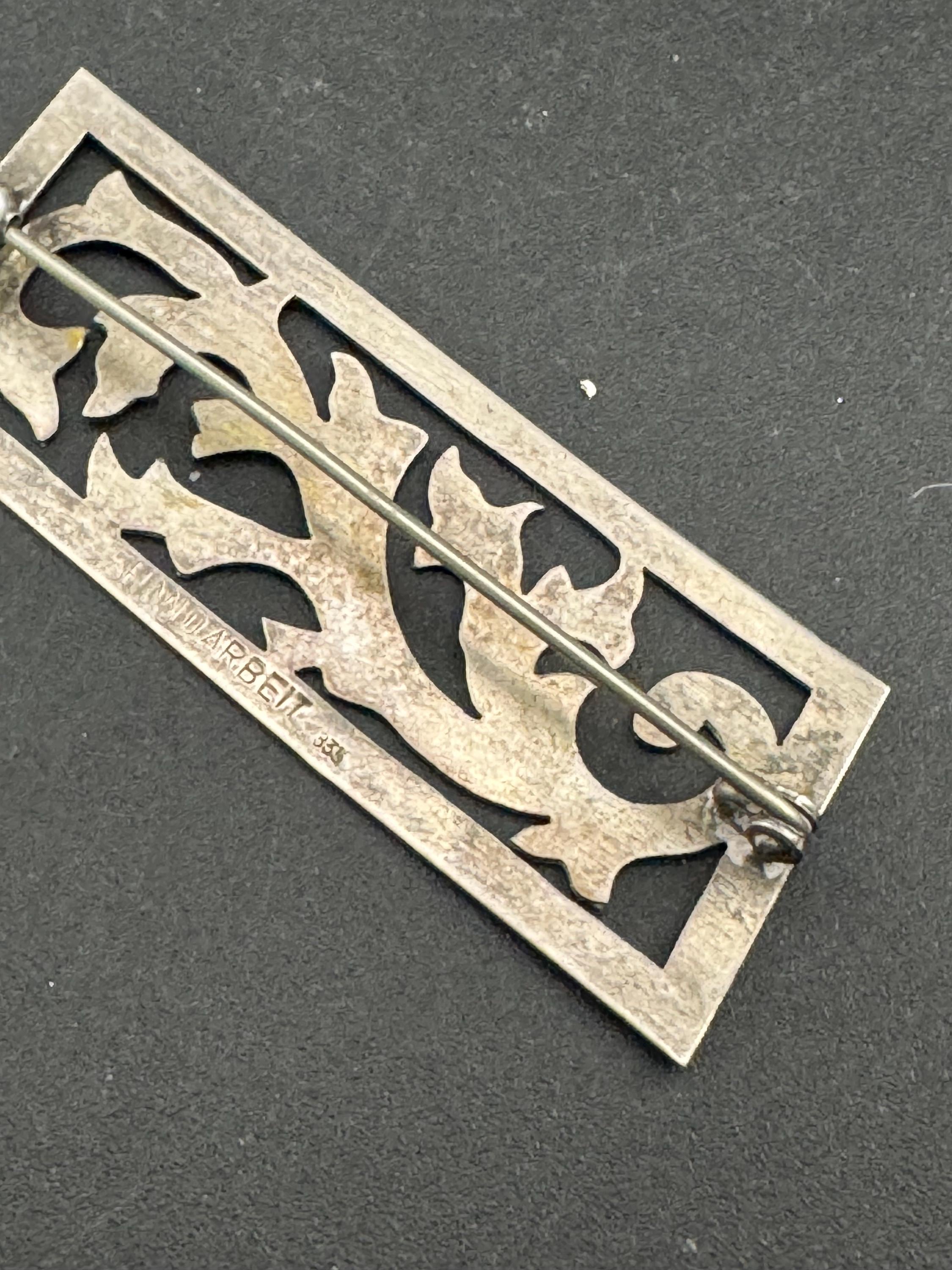 Stamped handarbeit Vintage 835 silver openwork Brooch, 6.1grams