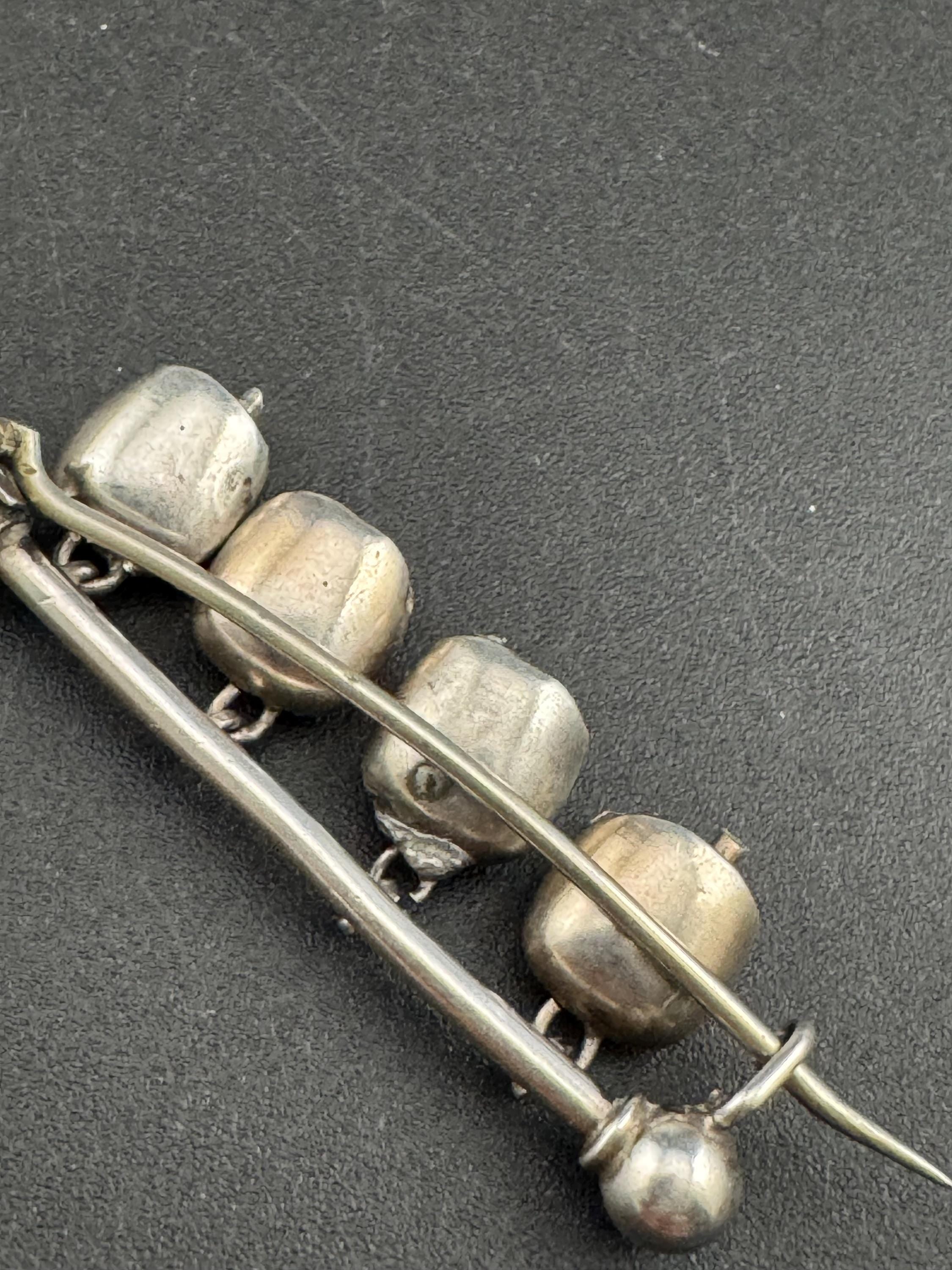 Sterling 925 silver cow bell alpine bar brooch, Edwardian