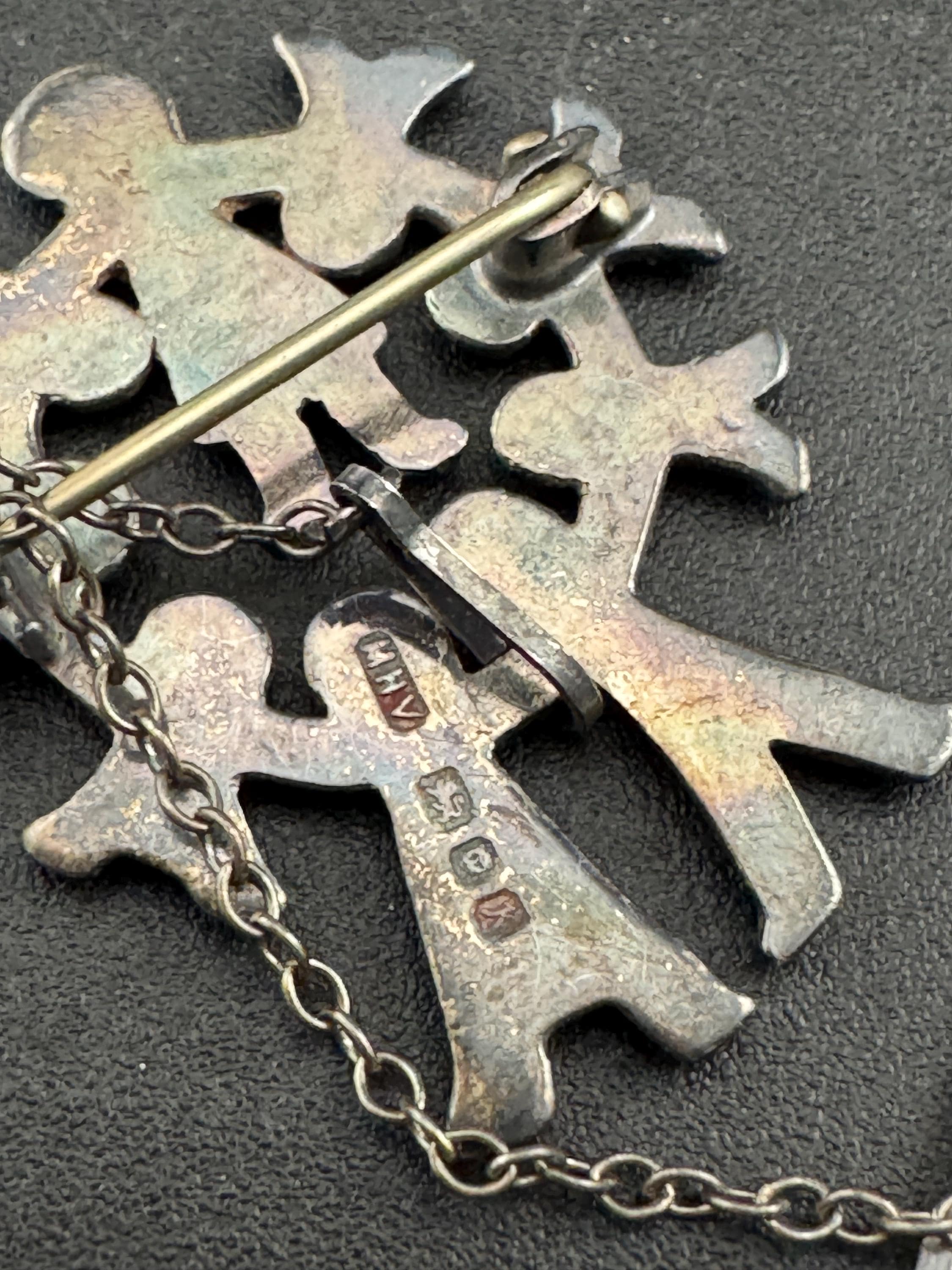 Modernist 925 silver peace circle of friends Brooch , MHV London hallmarks