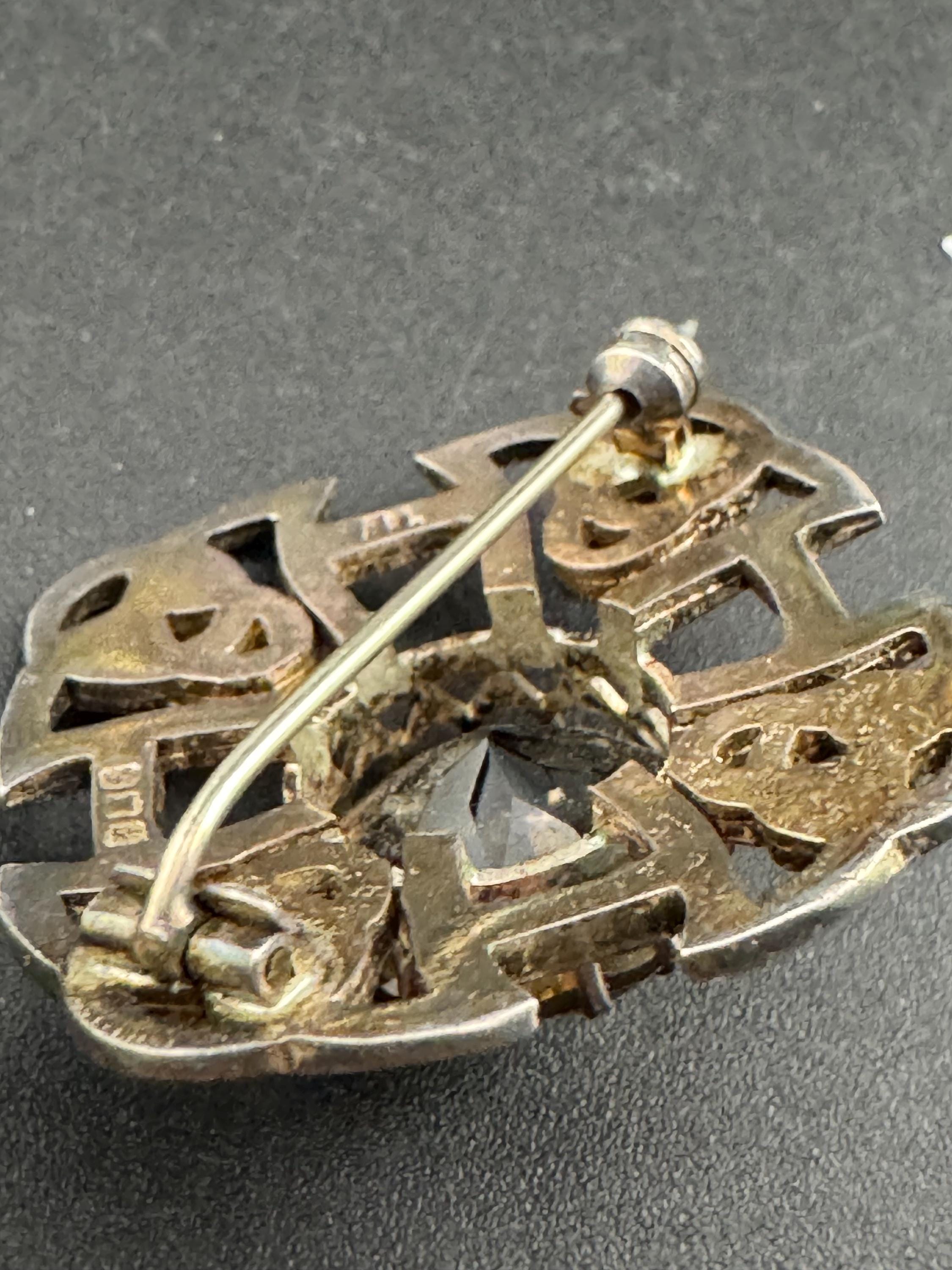 HE Smokey quartz gemstone sterling silver scottish celtic brooch, Thomas Kerr Ebbutt 1978