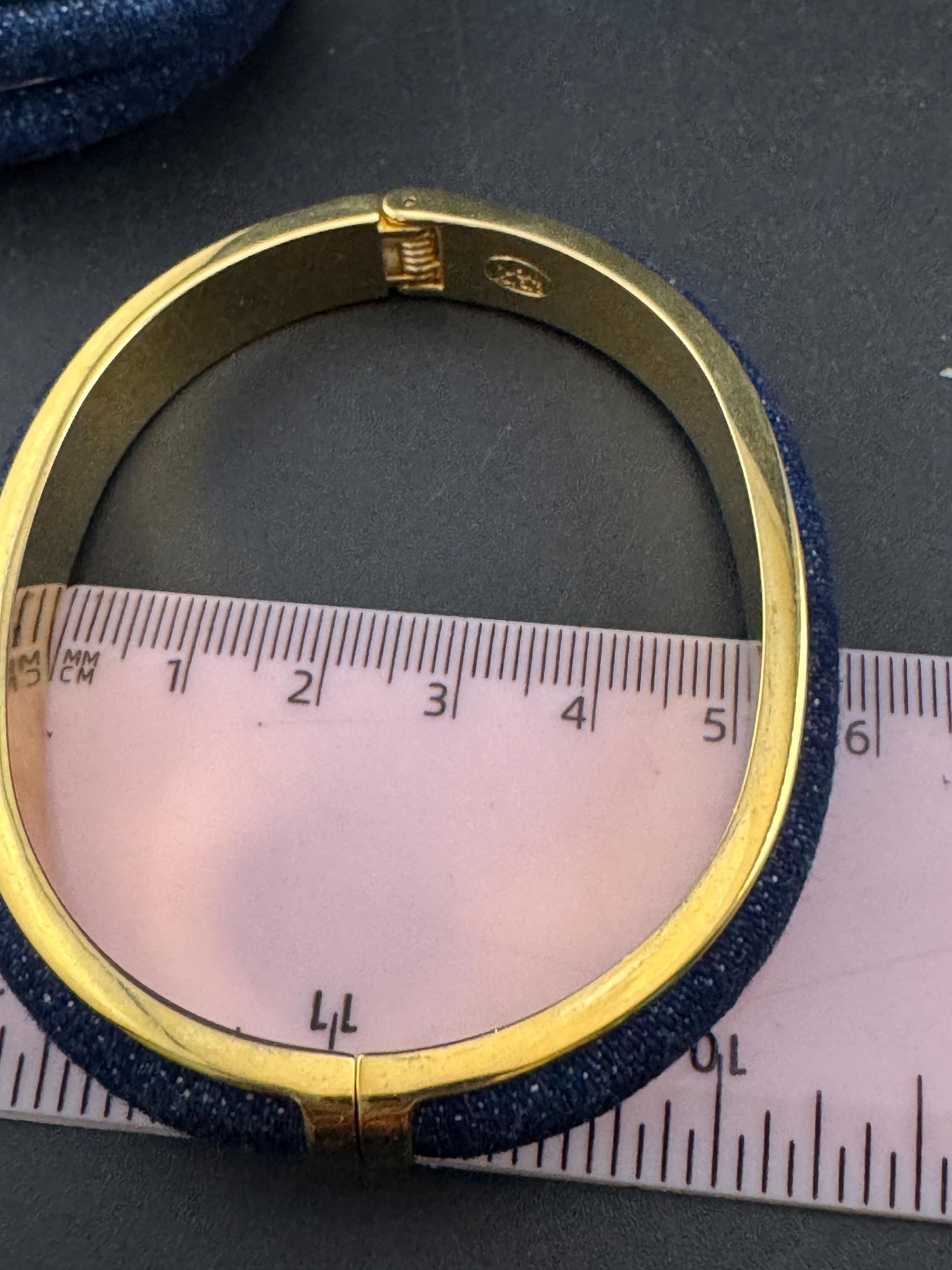 Signed Joan rivers denim blue clamper bangle, gold plated bracelet