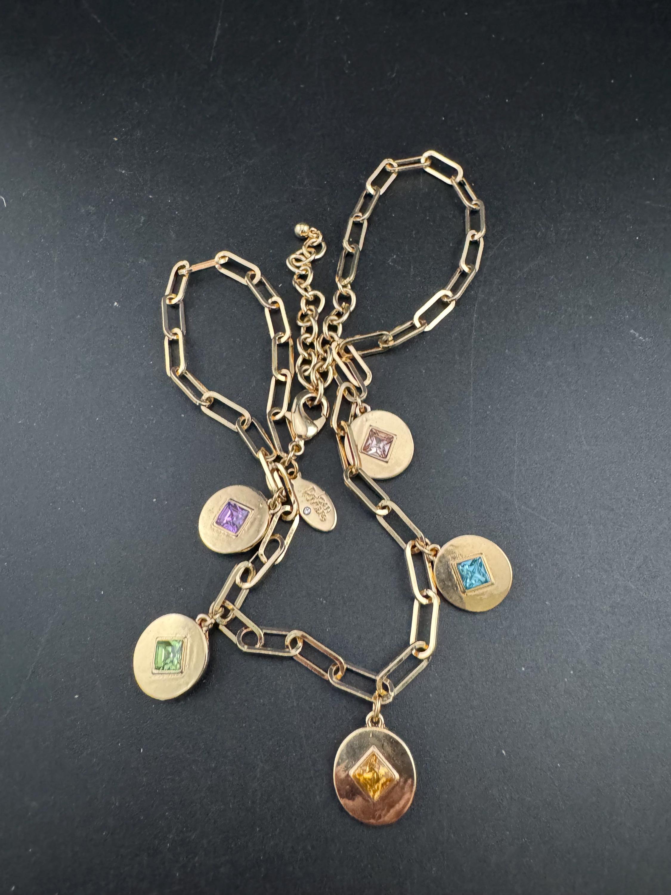 Joan Rivers rhinestone charm necklace, gold plated