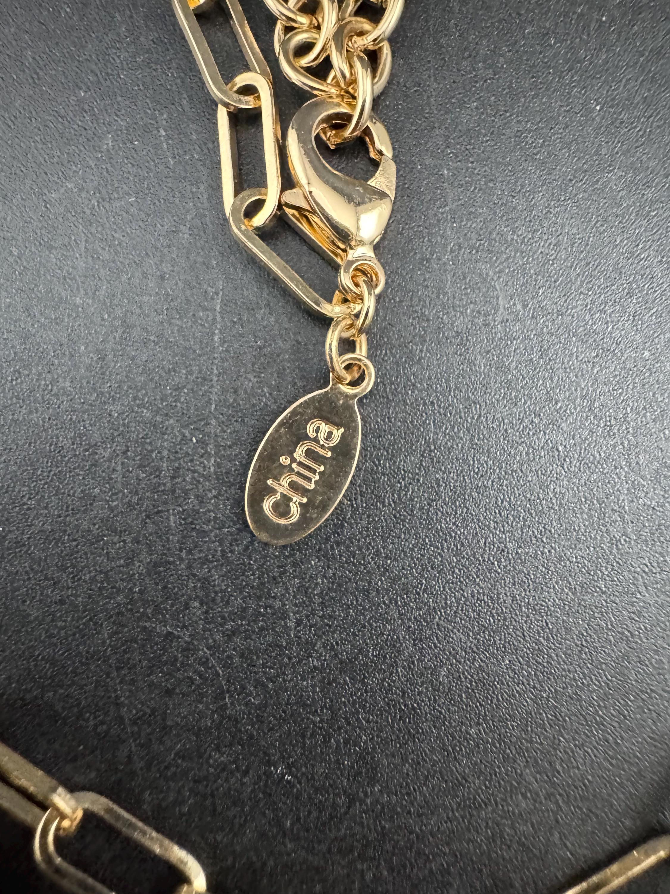 Joan Rivers rhinestone charm necklace, gold plated