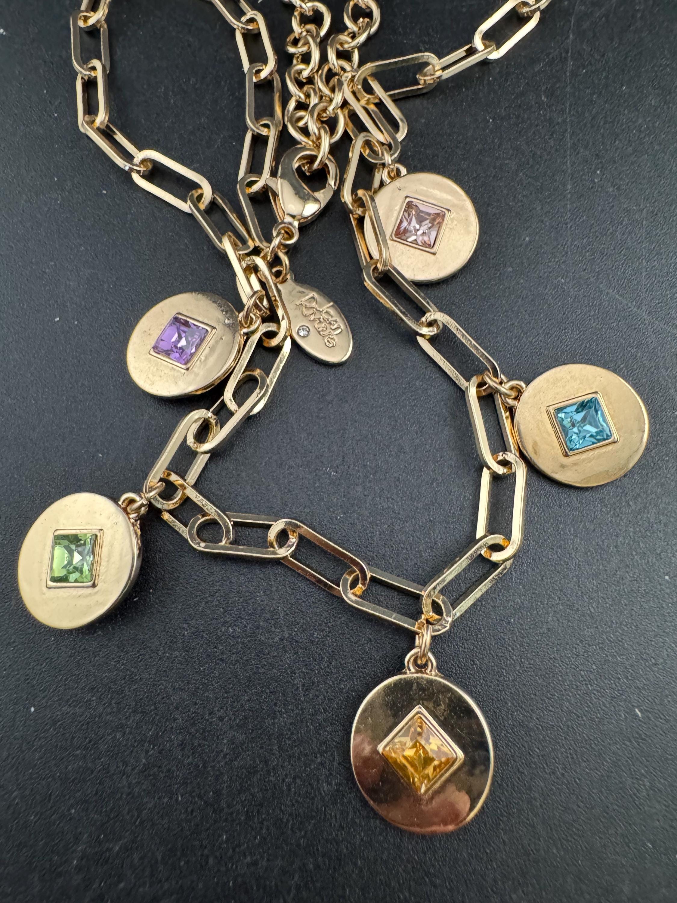 Joan Rivers rhinestone charm necklace, gold plated