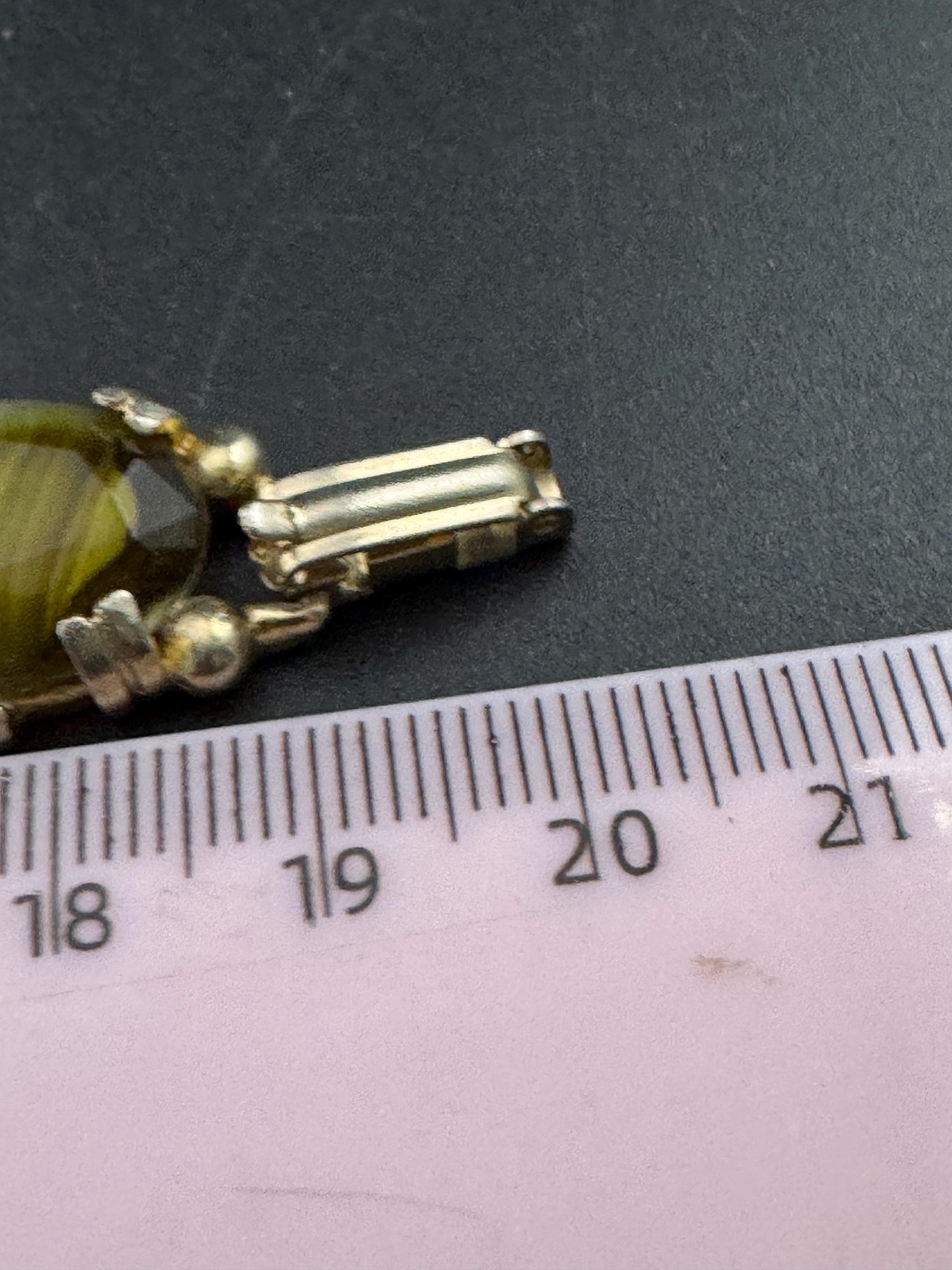 Vintage dark olive green Gold Tone panel link cocktail bracelet, givre glass marbled cabochons