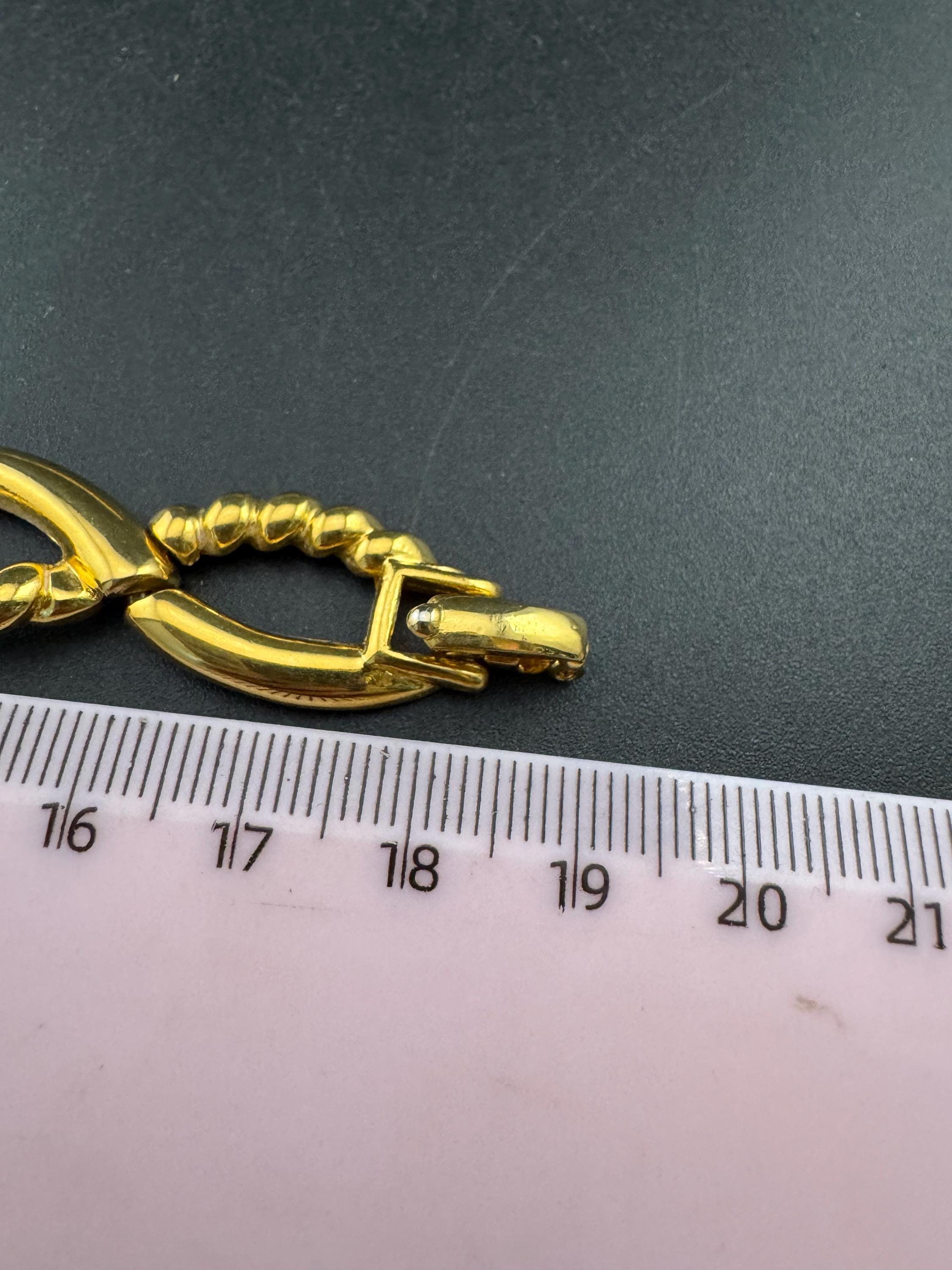 Retro 80s chunky panel link bracelet, 18.5cm gold tone