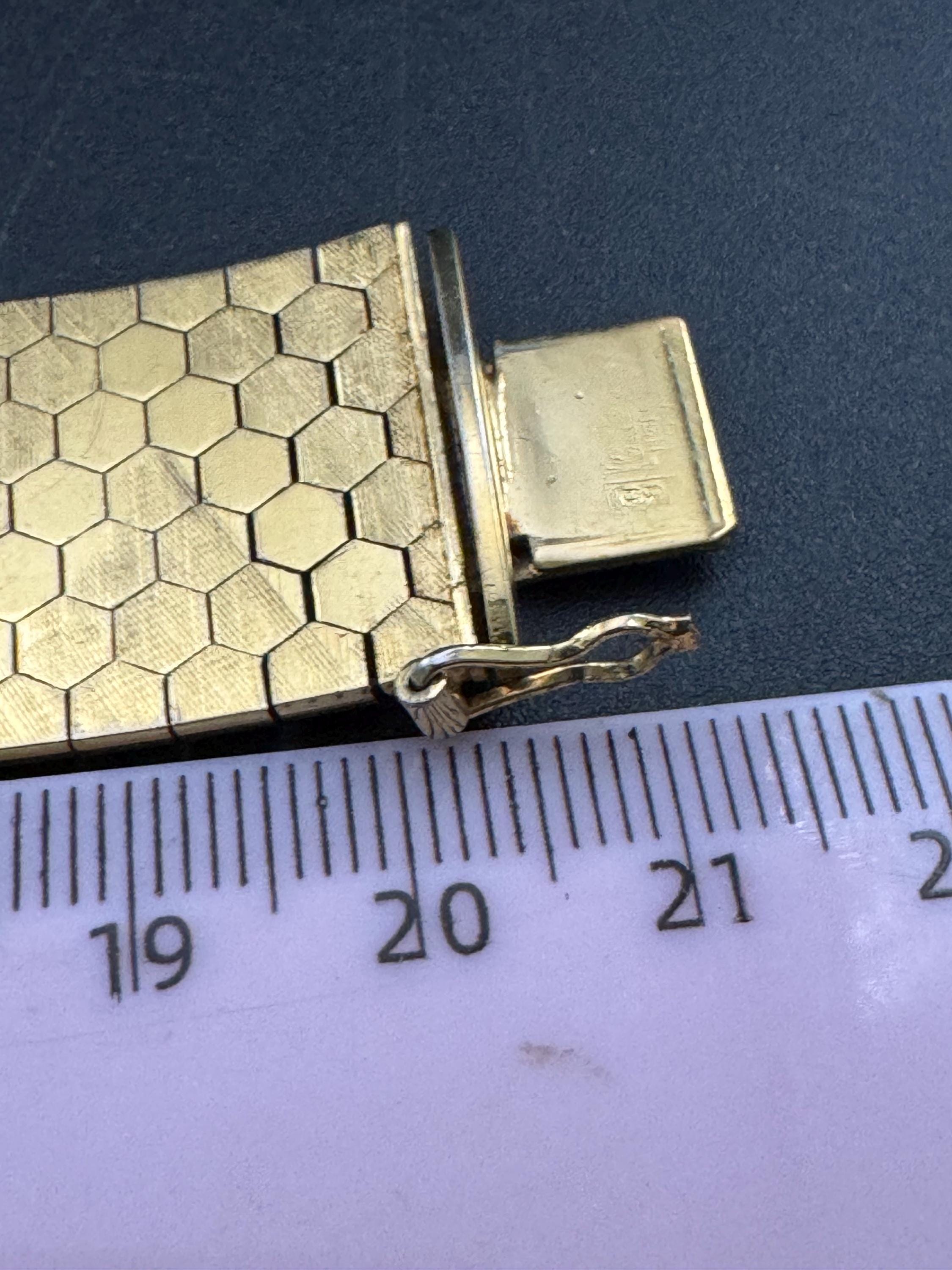 1970s 18k GP flat wide articulated cuff bracelet, Italian gold plated