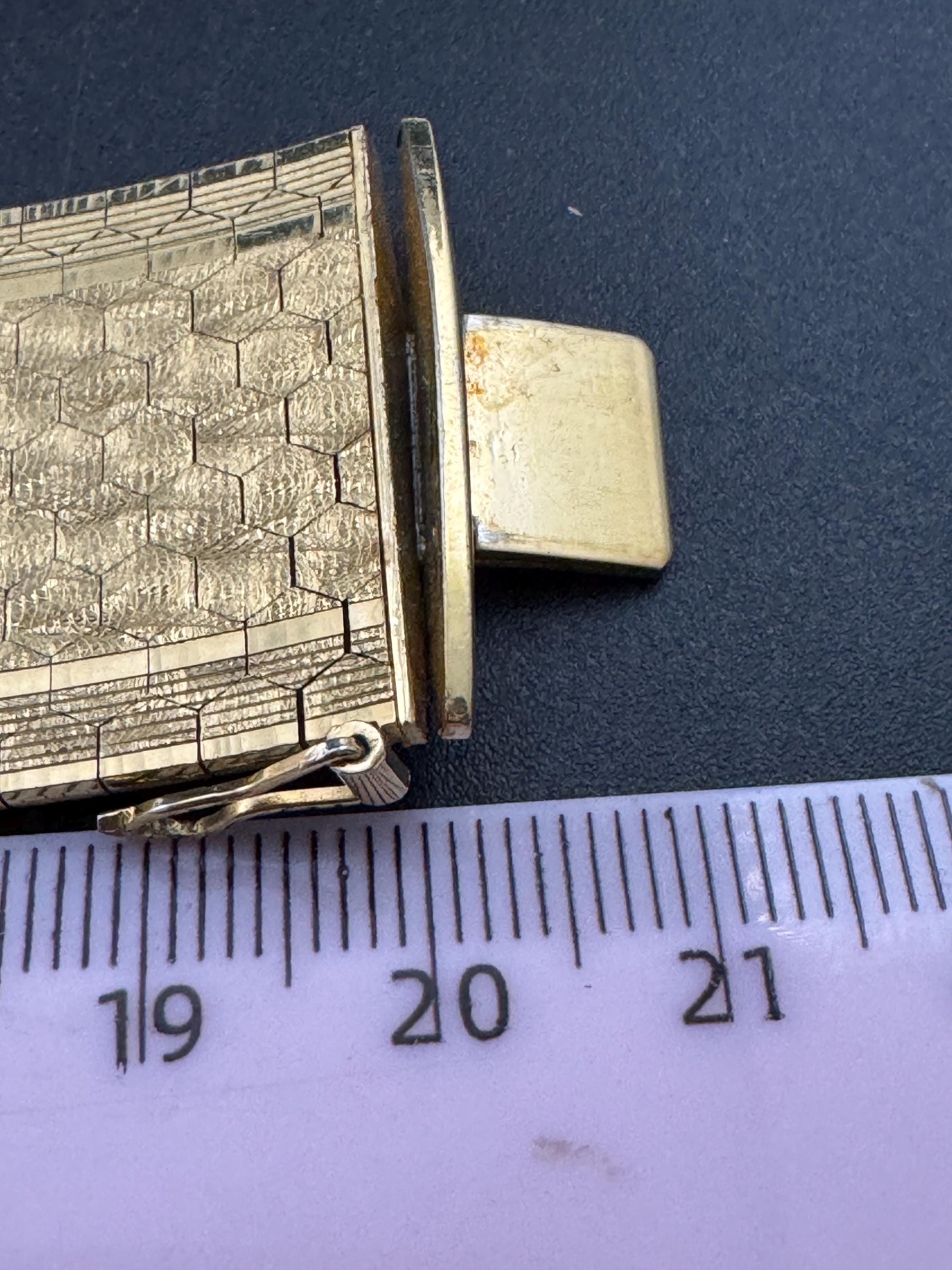 1970s 18k GP flat 2.6cm wide articulated cuff bracelet, Italian gold plated