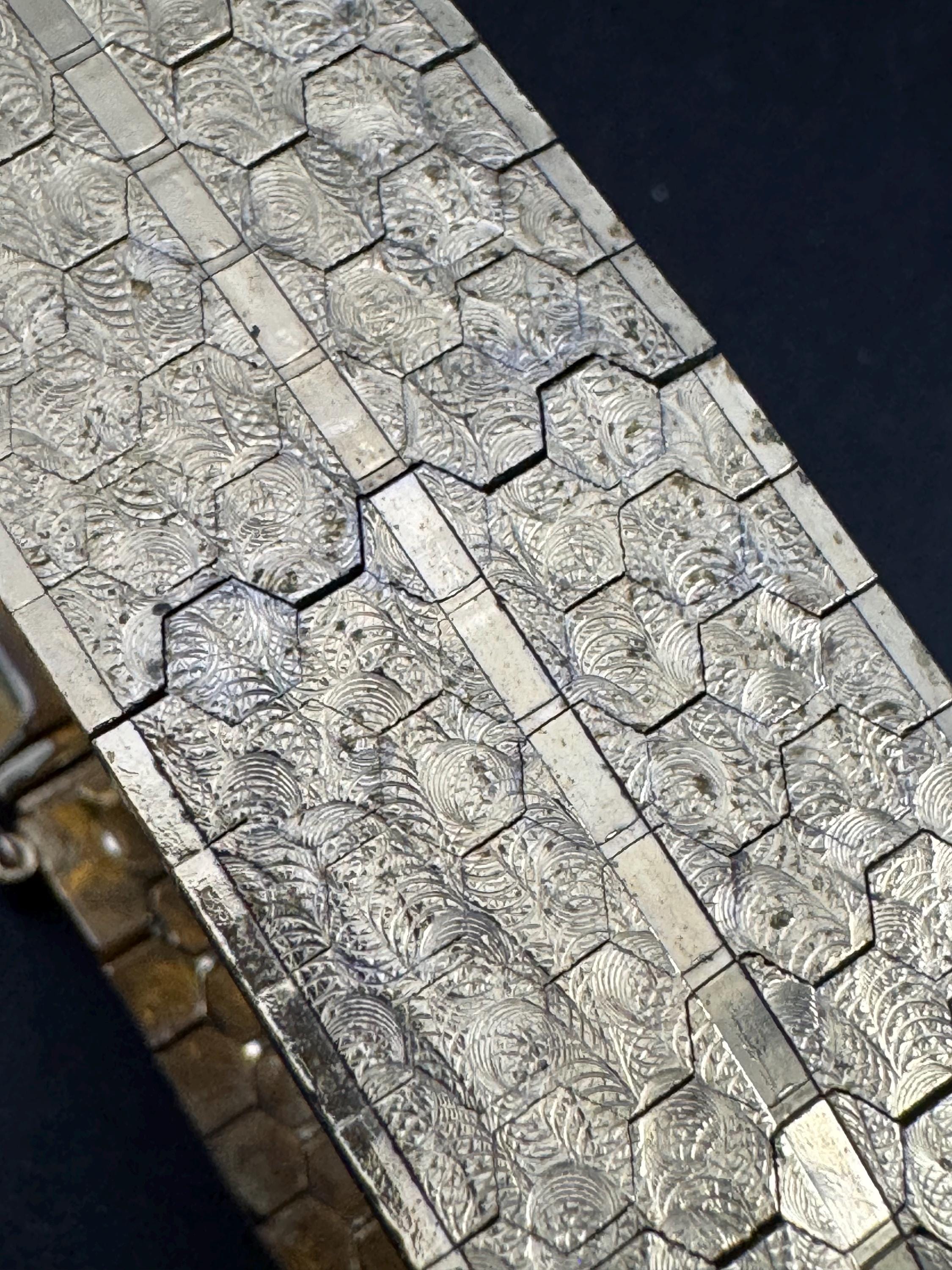 1970s 18k GP flat 22mm wide articulated cuff bracelet, Italian gold plated