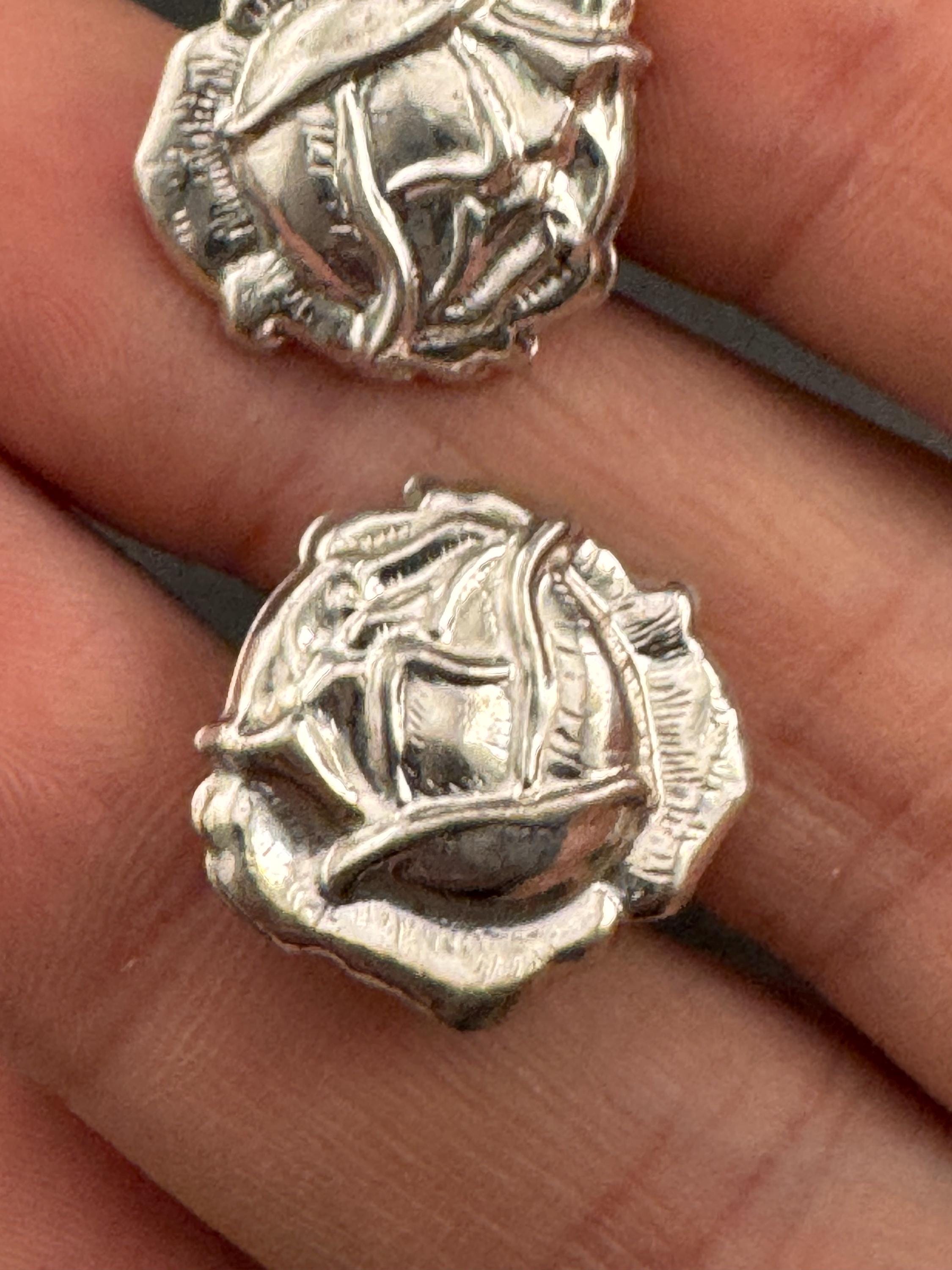 Vintage 925 floral rose screw back earrings, sterling silver clip on studs