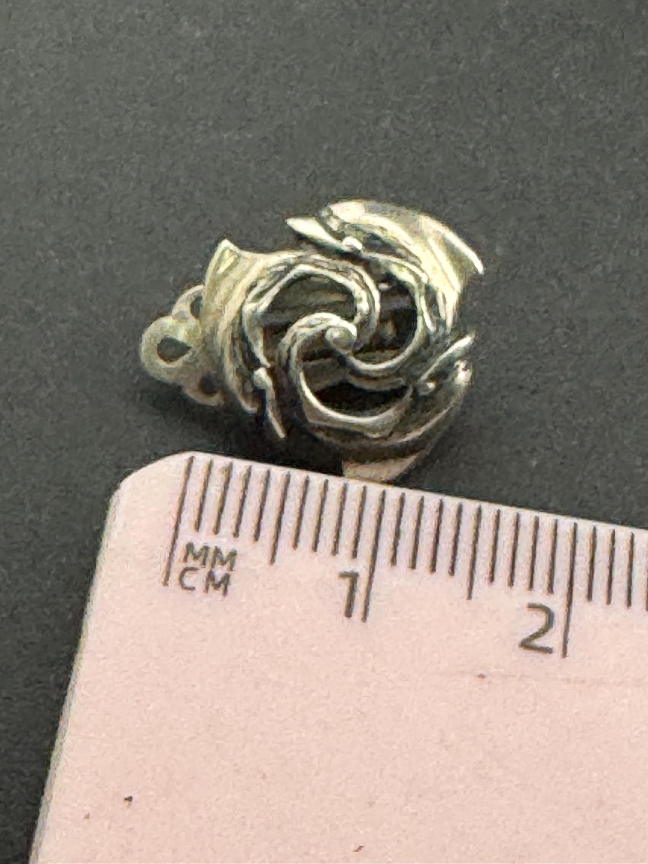 Vintage 925 floral openwork earrings, sterling silver clip on studs