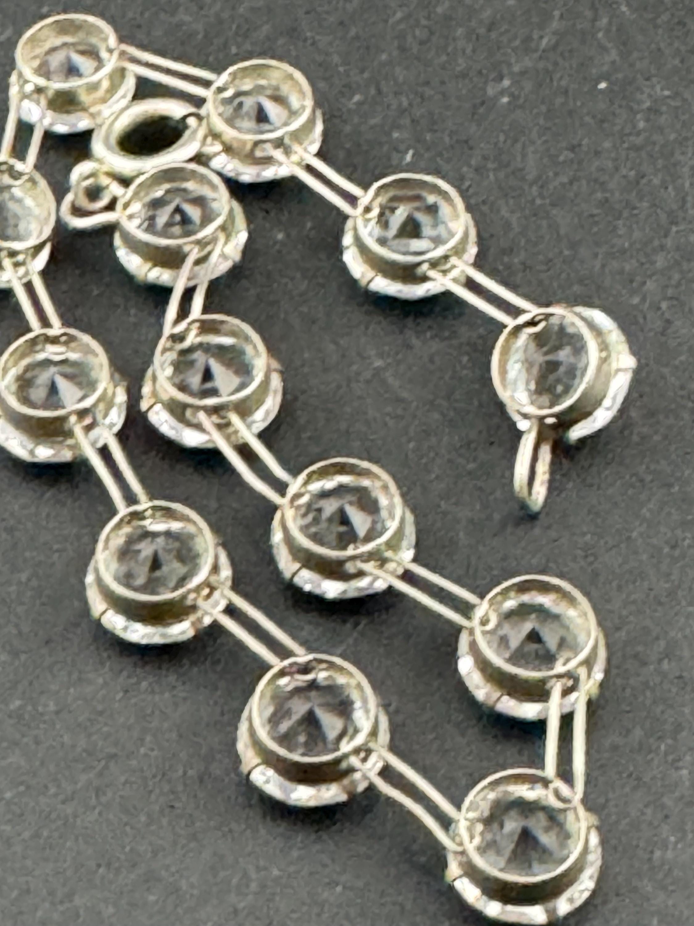 Antique open back crystal Art Deco Bracelet: clear rivière 925 silver