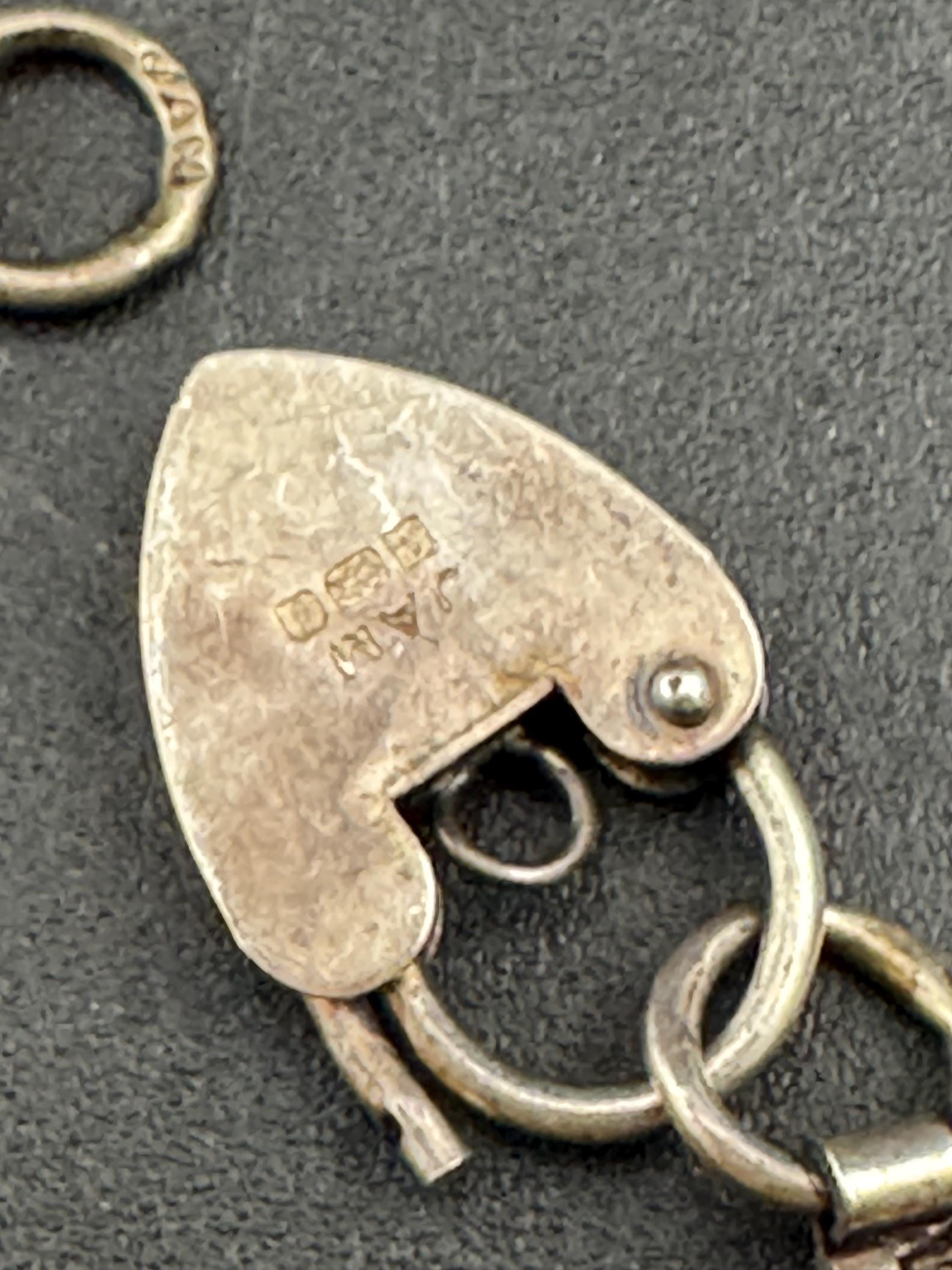 Petite wrist Vintage 925 sterling silver woven bracelet, heart padlock.