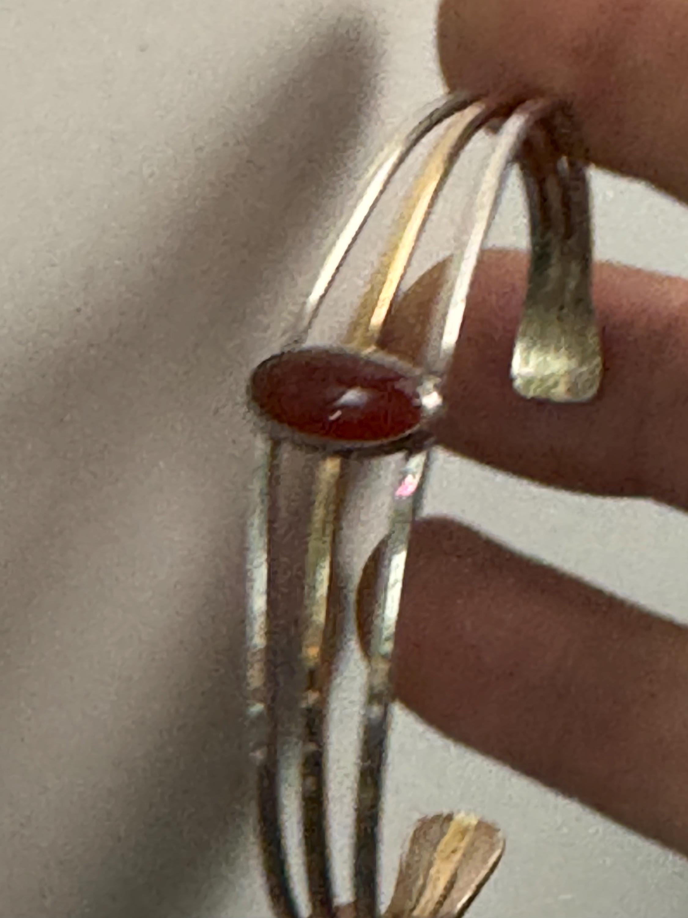 925 Sterling silver minimalist carnelian open bangle bracelet , gold vermeil