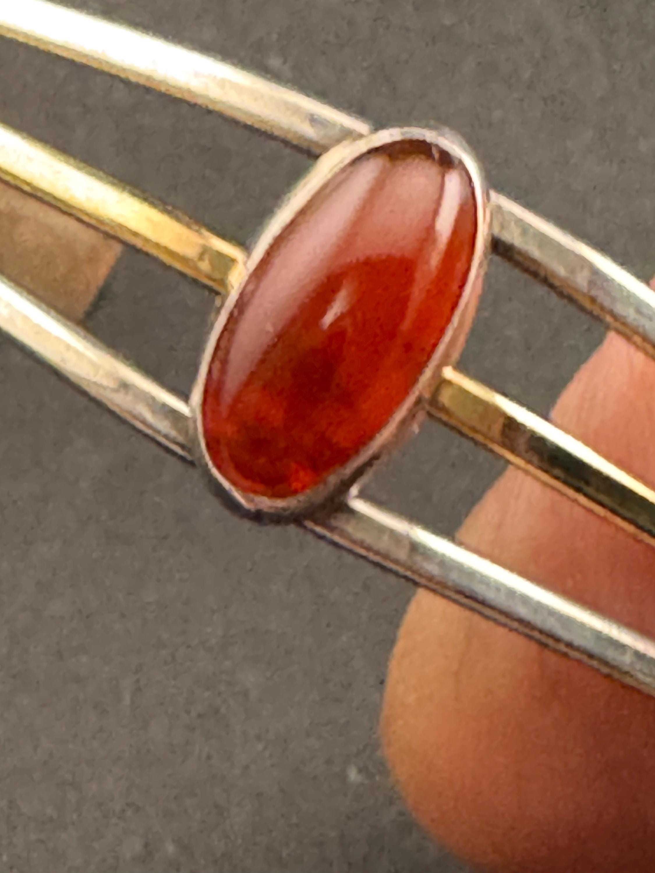 925 Sterling silver minimalist carnelian open bangle bracelet , gold vermeil