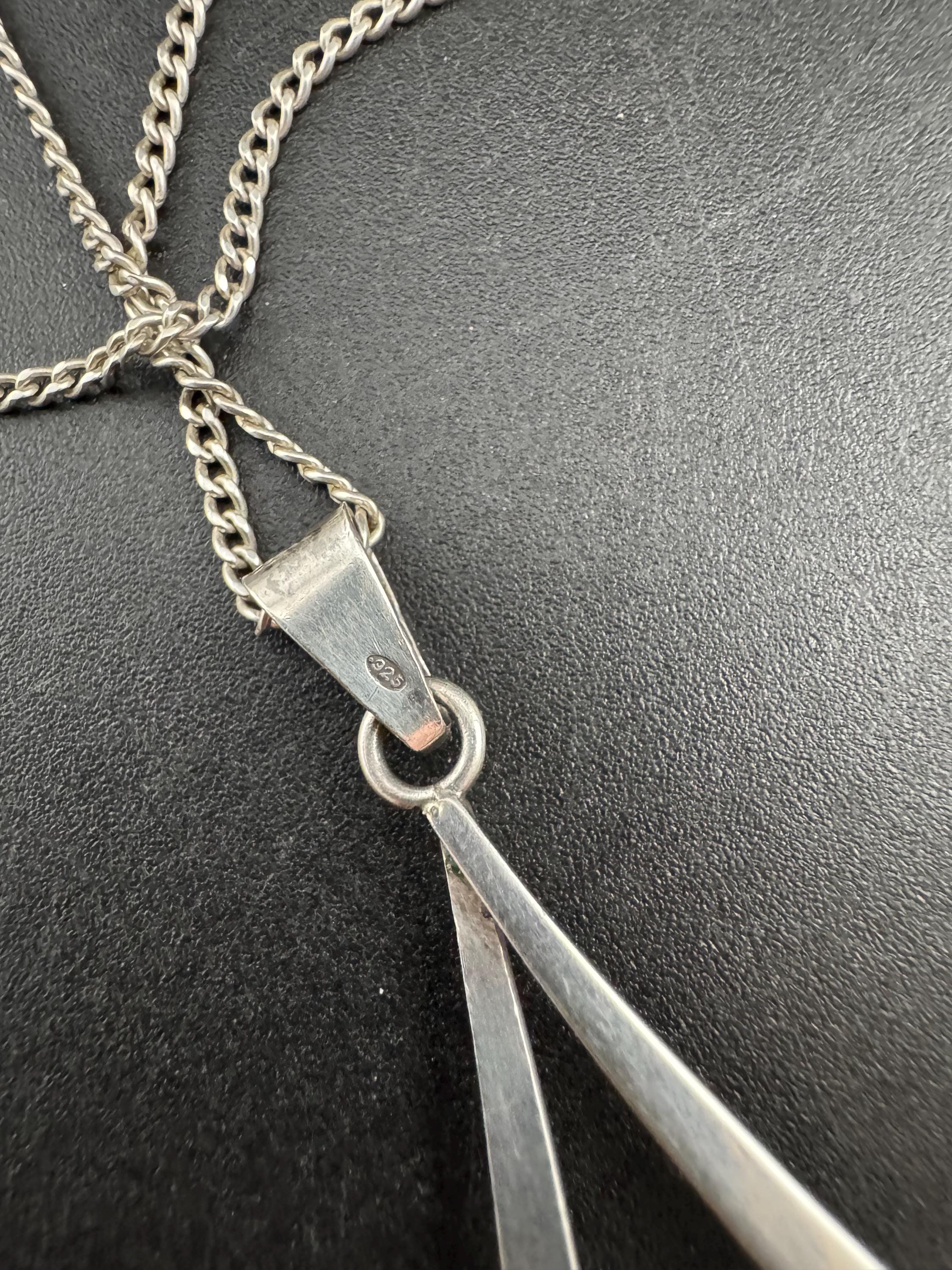 Sterling Silver 925 Modernist Malachite gemstone pendant , chain Necklace