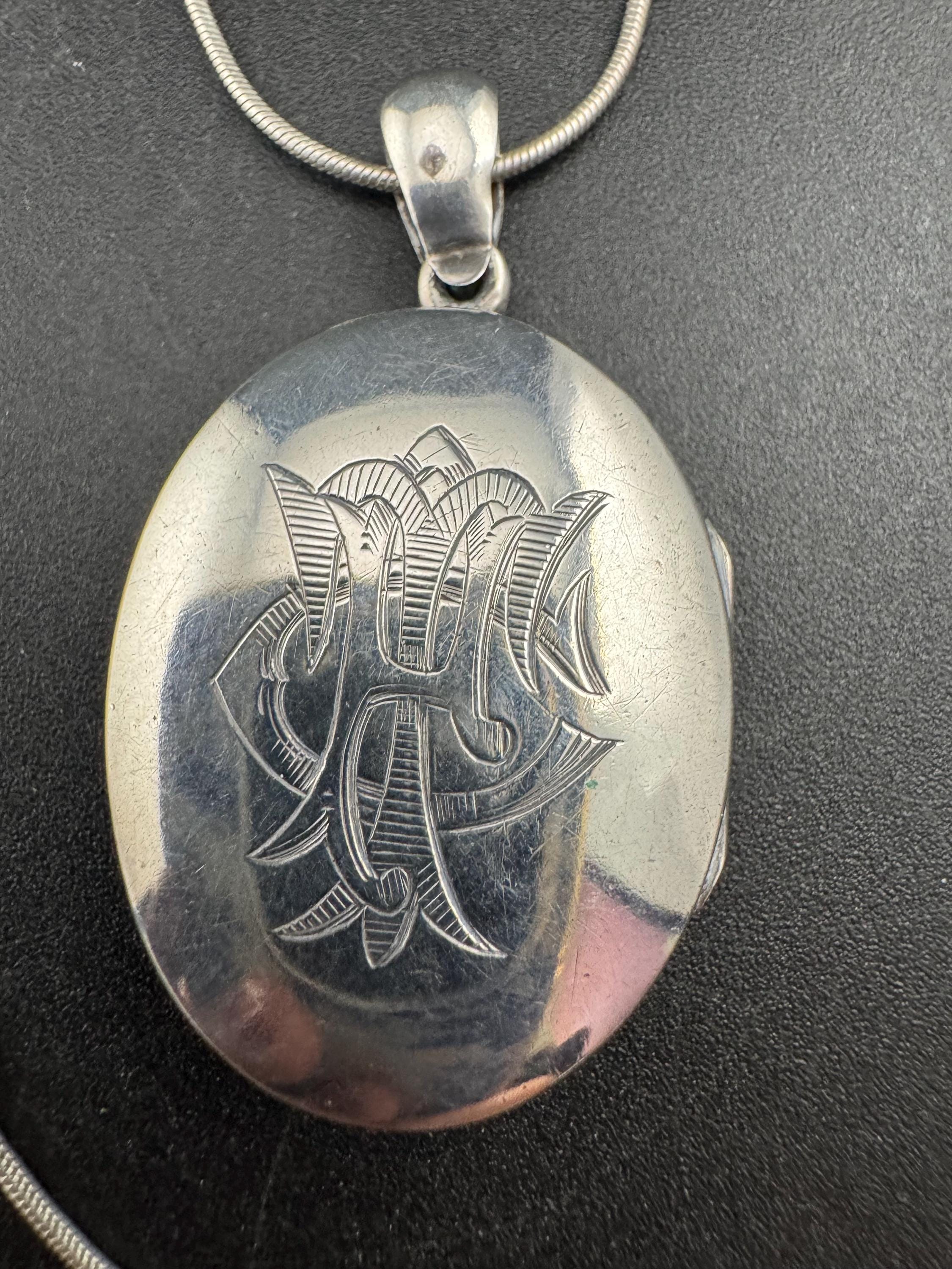 Victorian 1878 oval silver Photo locket , sterling 925 antique