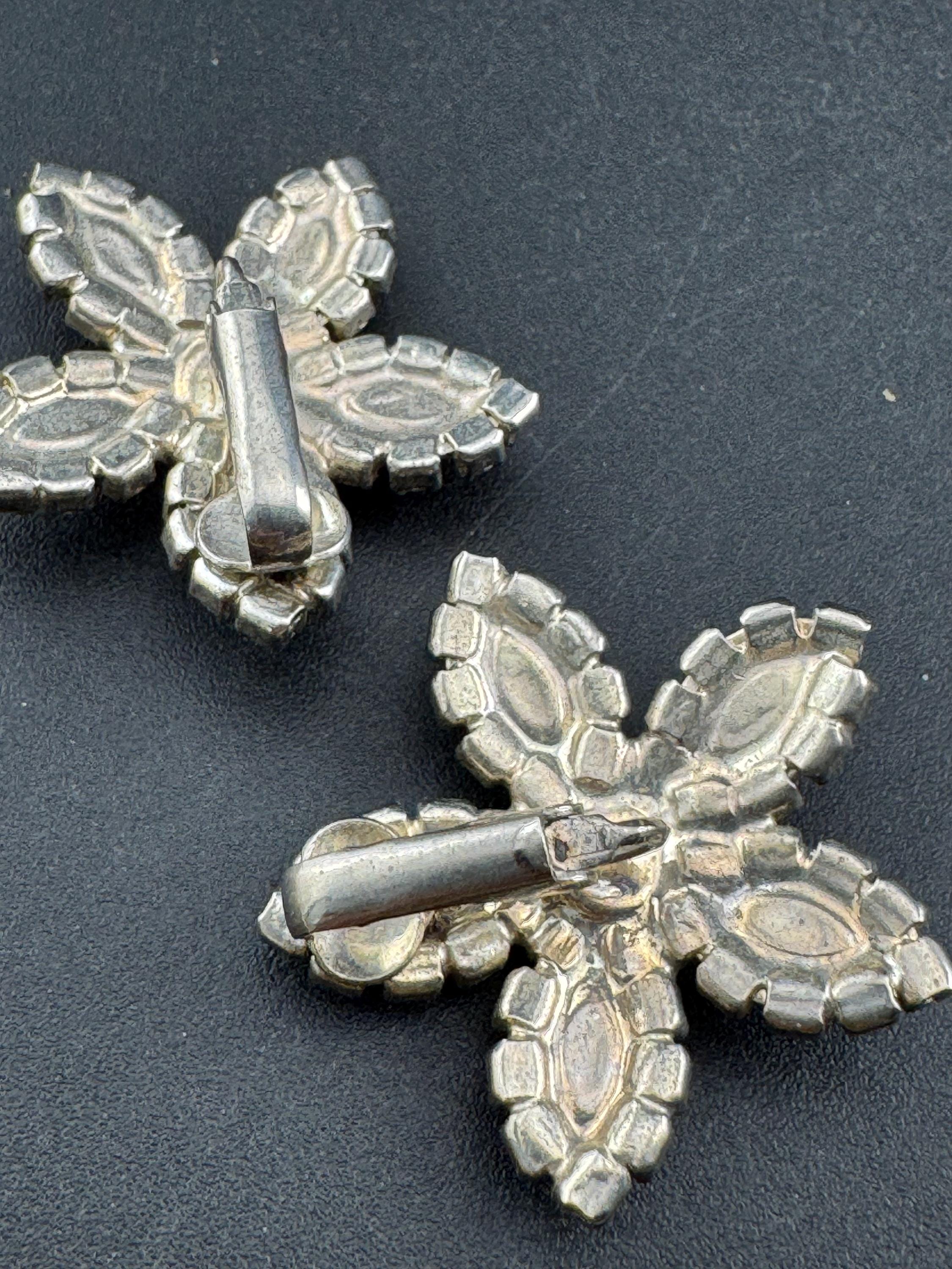 oversized vintage clear crystal Rhinestone star Clip On Earrings, silver tone studs