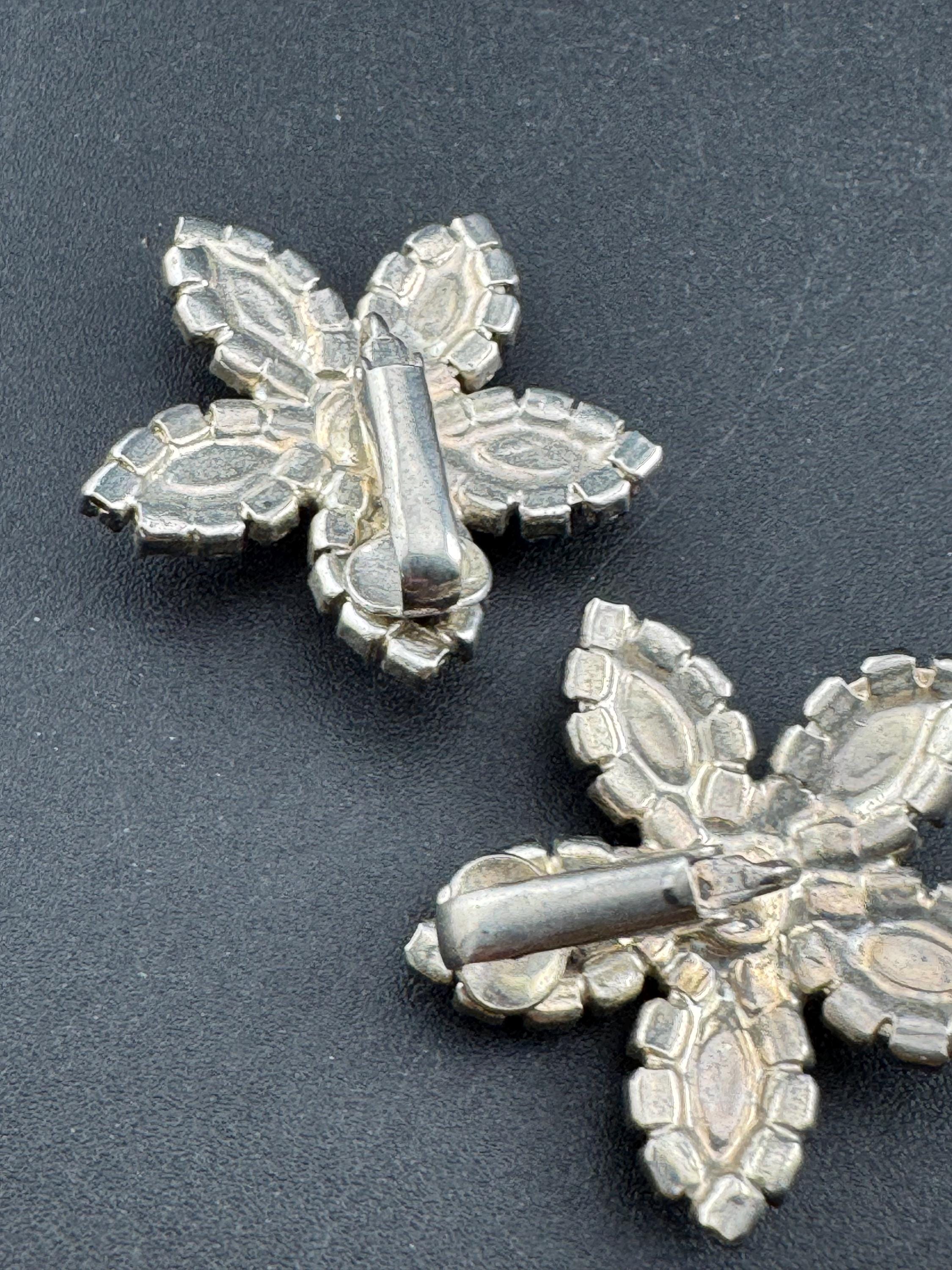 oversized vintage clear crystal Rhinestone star Clip On Earrings, silver tone studs