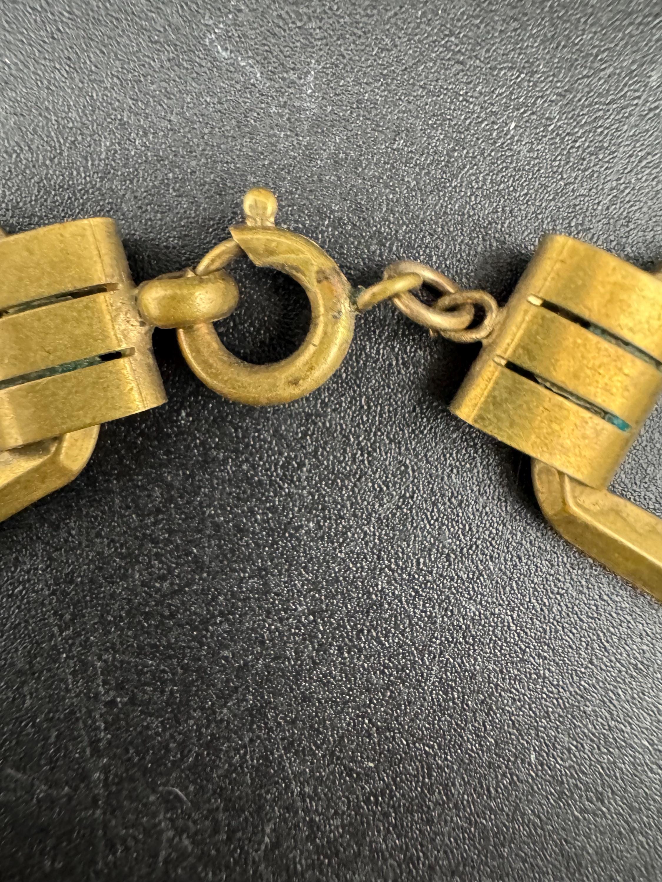 Czech, art deco gold brass collar necklace, machine age