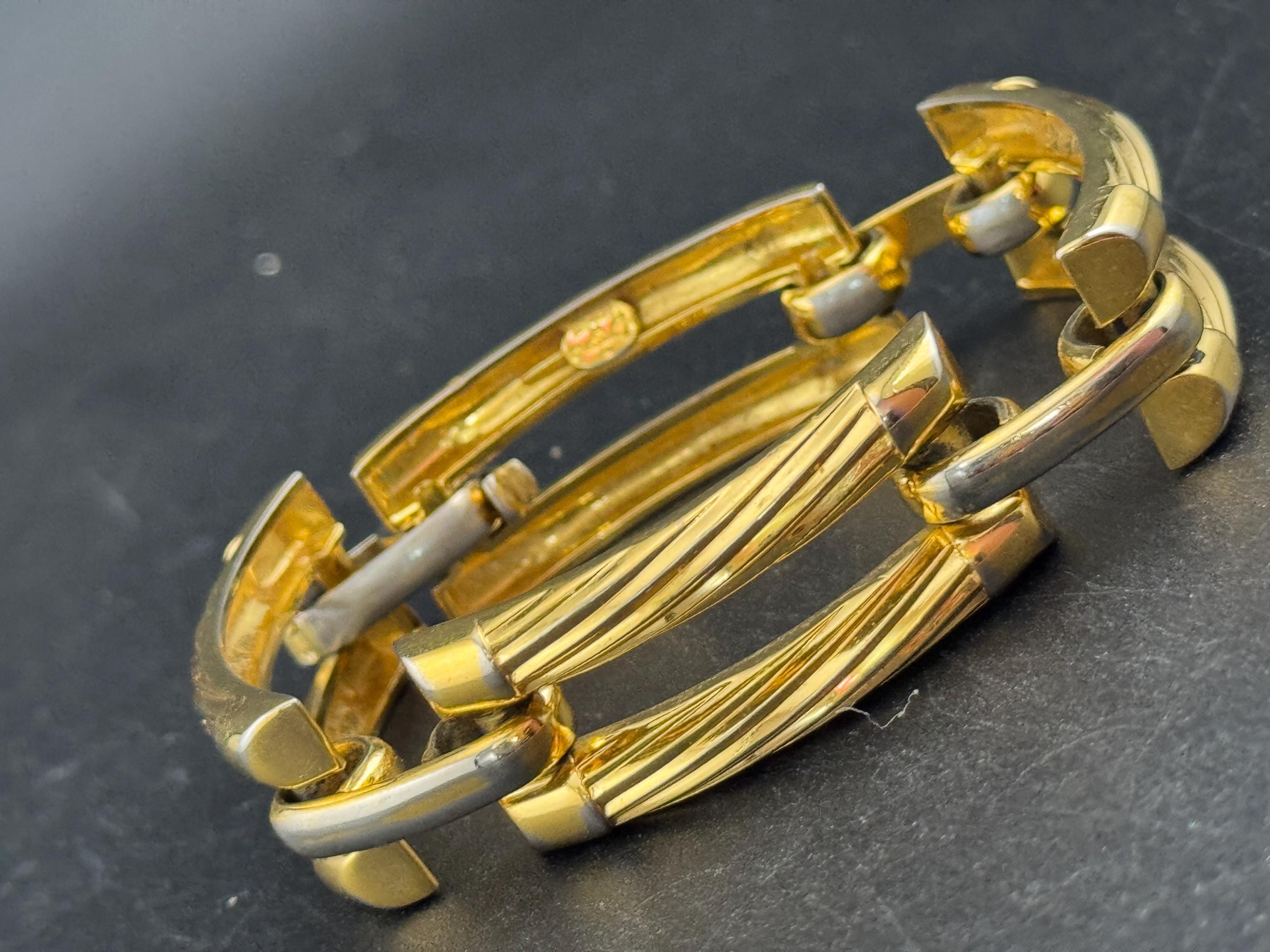 1970 Henkel & Grosse wide Gold Plated Cuff Bracelet, signed