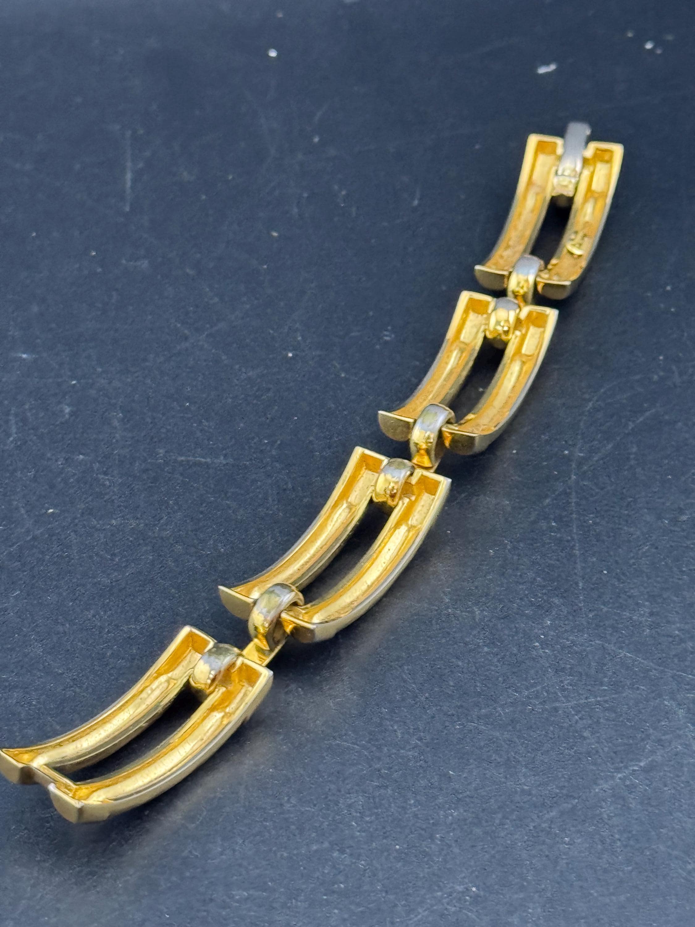 1970 Henkel & Grosse wide Gold Plated Cuff Bracelet, signed