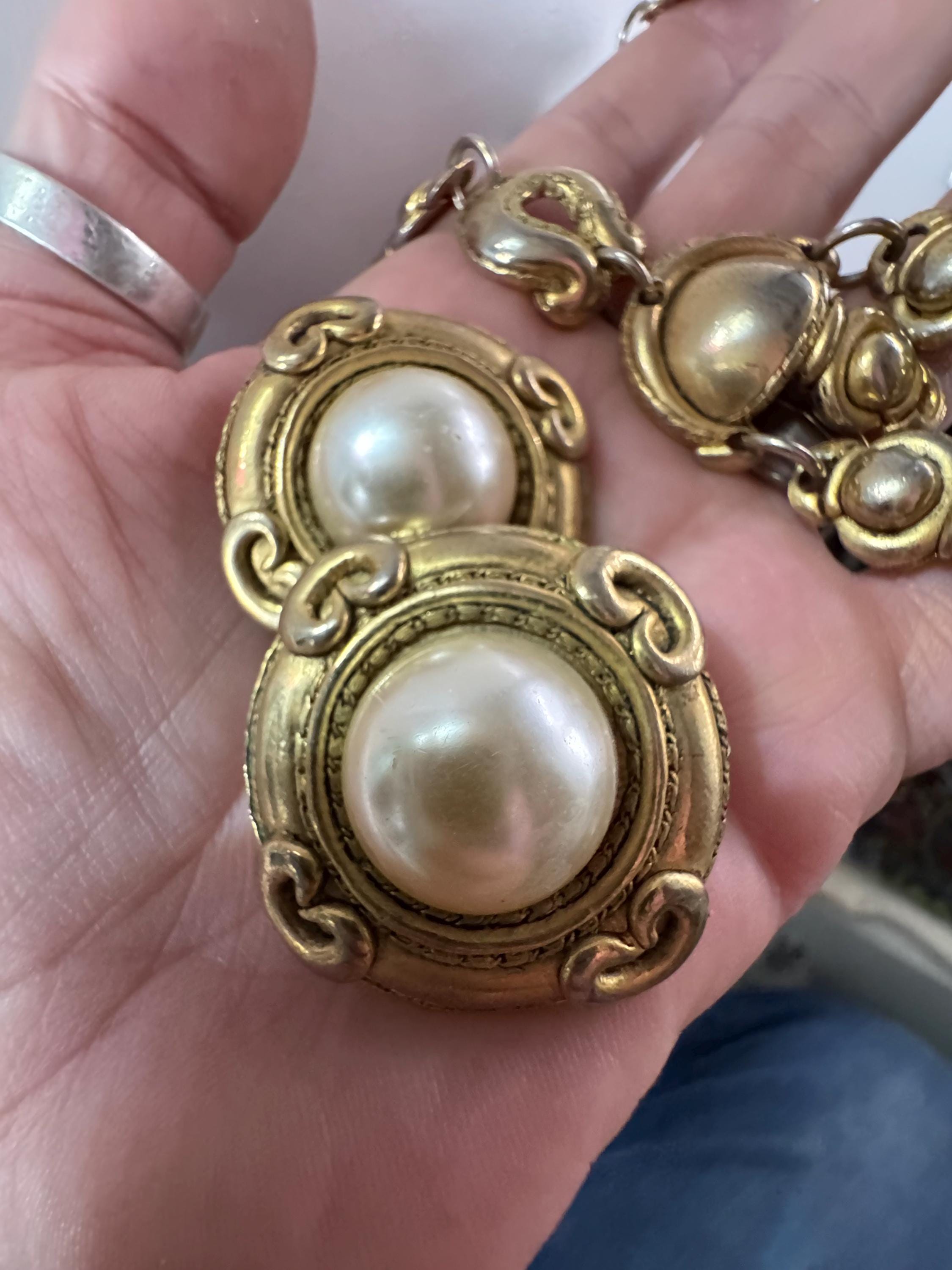 Vintage Chorange Paris Faux Pearl Jewelry Set, Signed French Designer