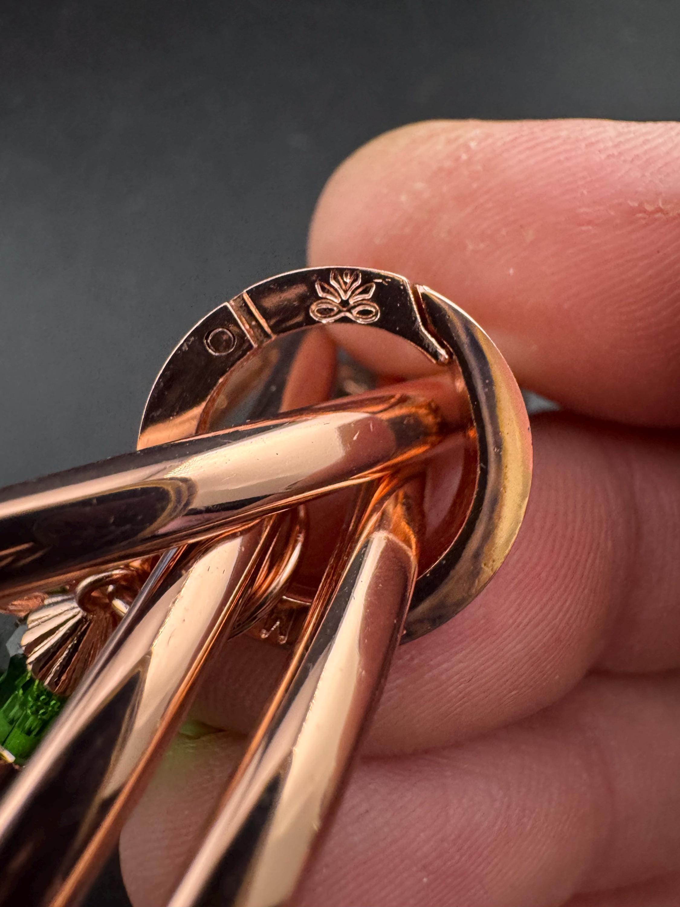 NEWBRIDGE triple rose gold plated birthstone bangles, May birthday emerald beads