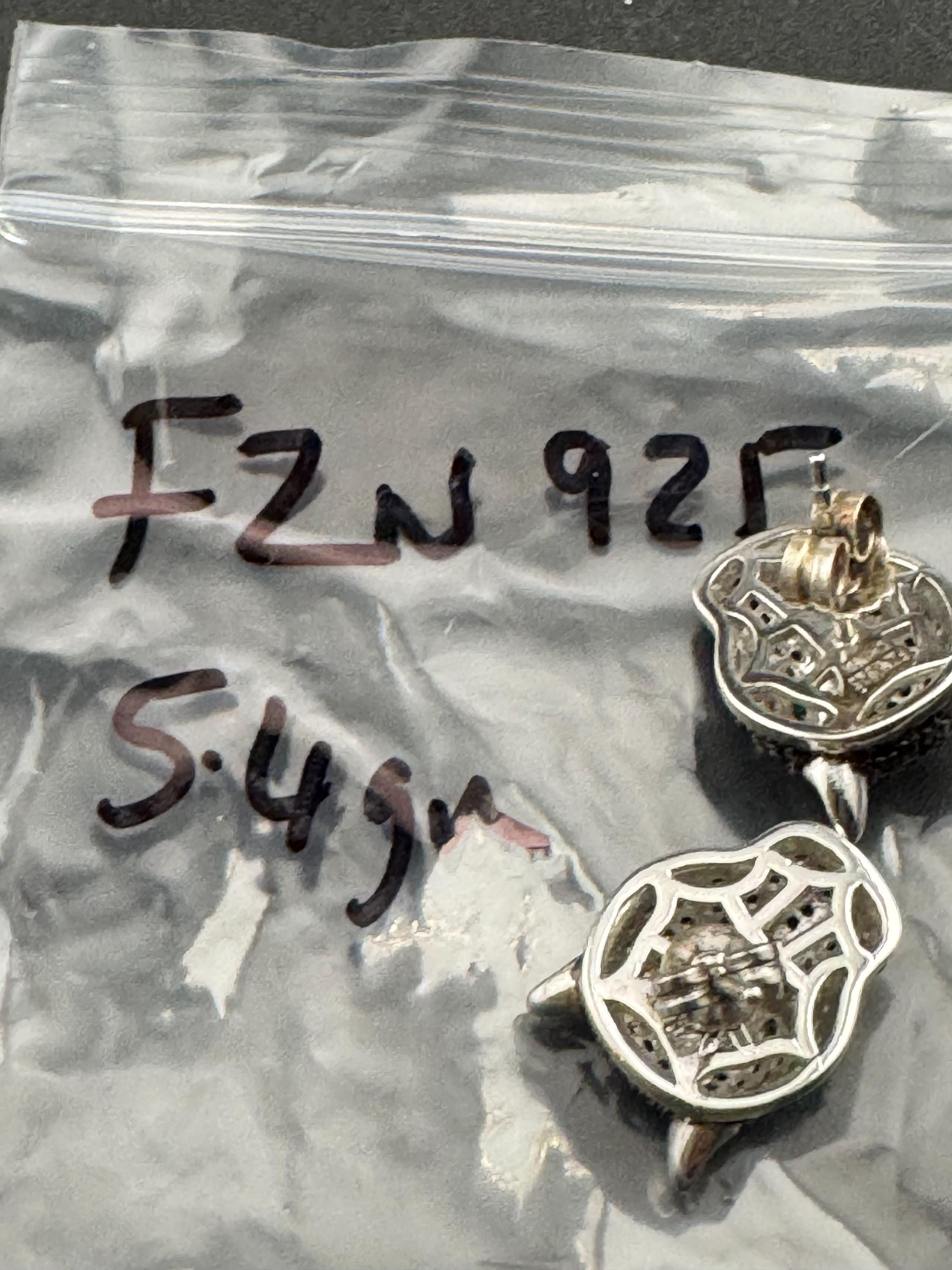 Sterling Silver Leopard Stud Earrings, Black CZ Crystal Eyes